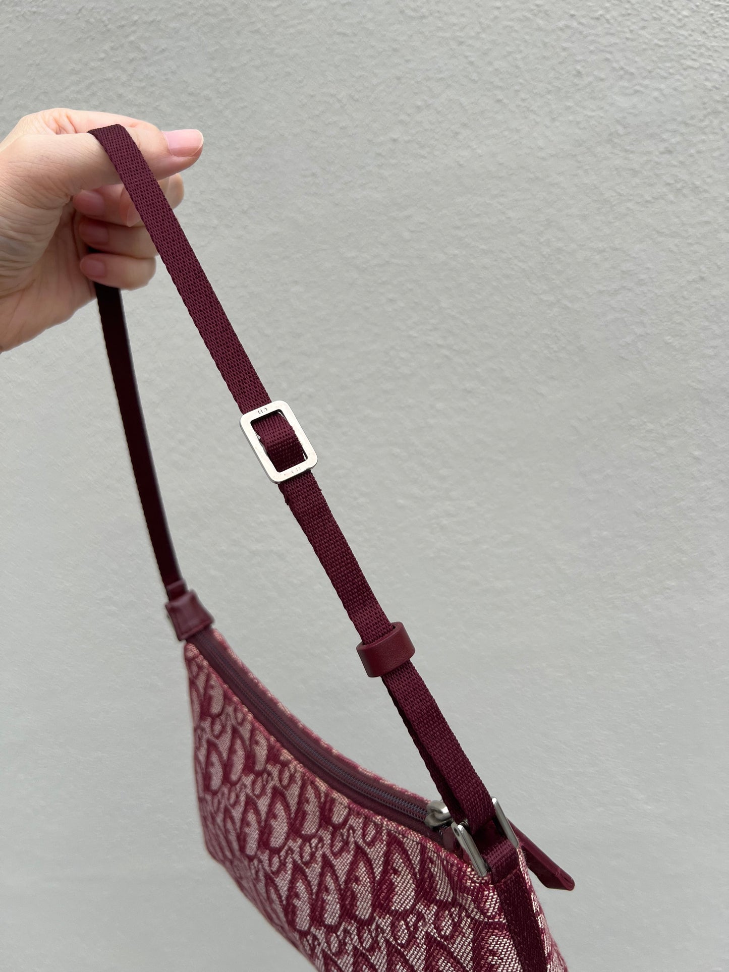 Pre-loved Christian Dior vintage Trotter Shoulder Bag Berry