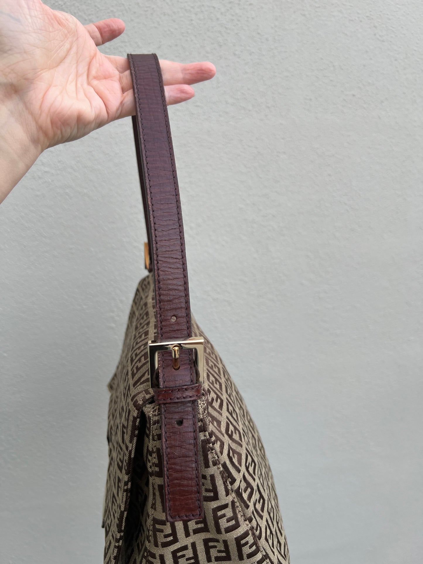 Pre-loved Fendi Vintage Zucchino Pattern Baguette Mamma Handbag