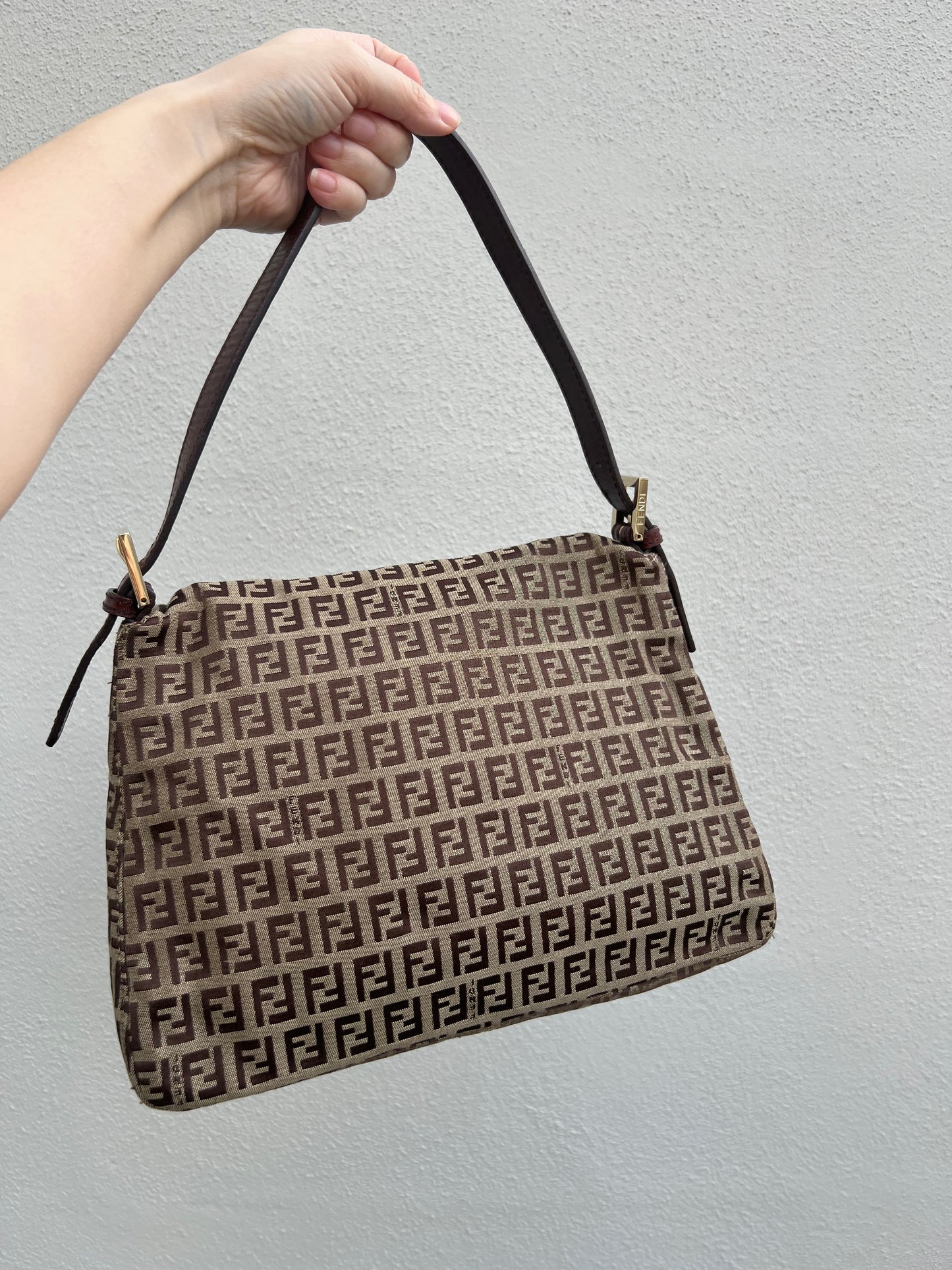 Pre-loved Fendi Vintage Zucchino Pattern Baguette Mamma Handbag