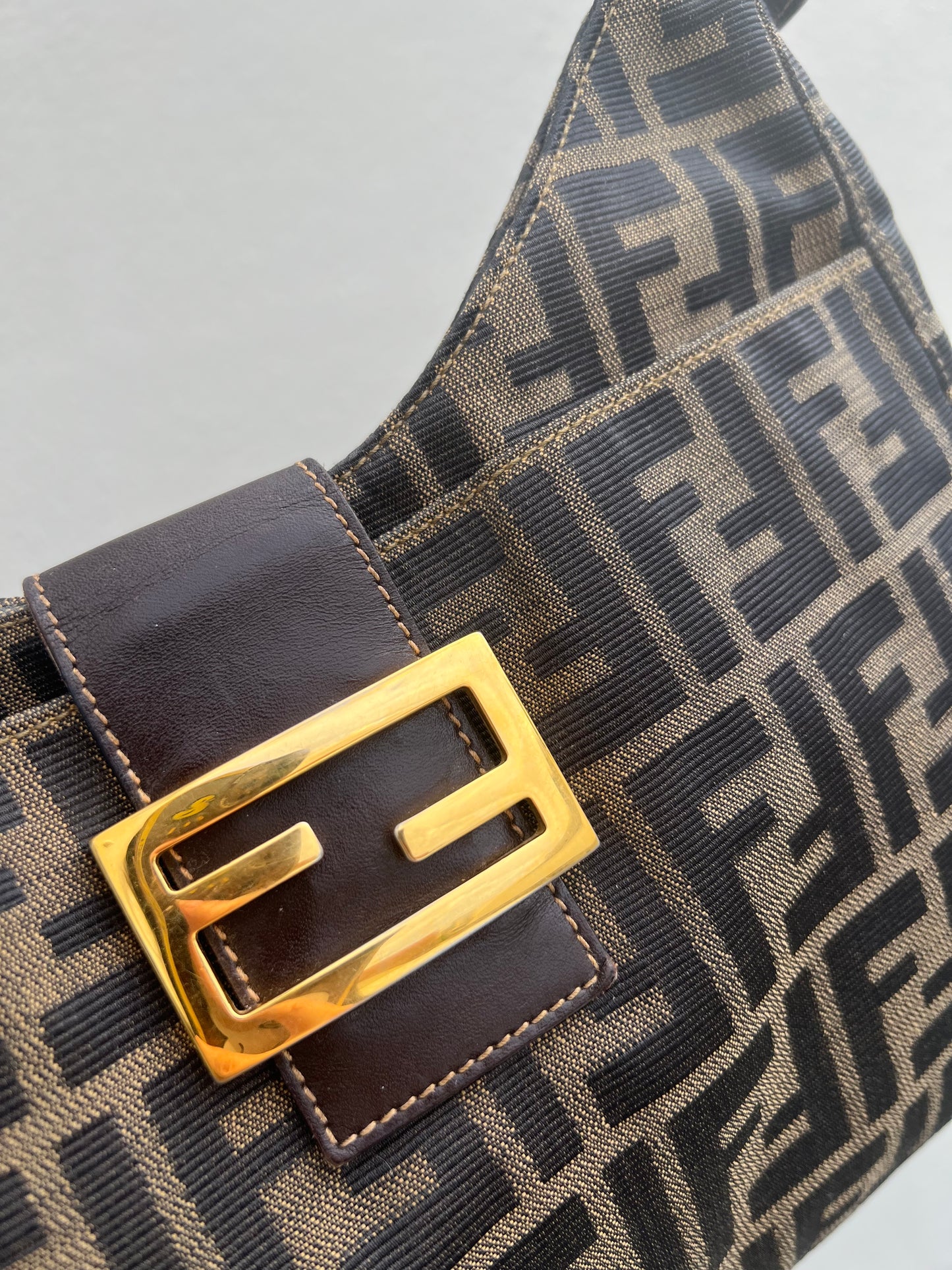 Pre-loved FENDI Zucca Canvas Mamma Croissant Baguette Shoulder Bag