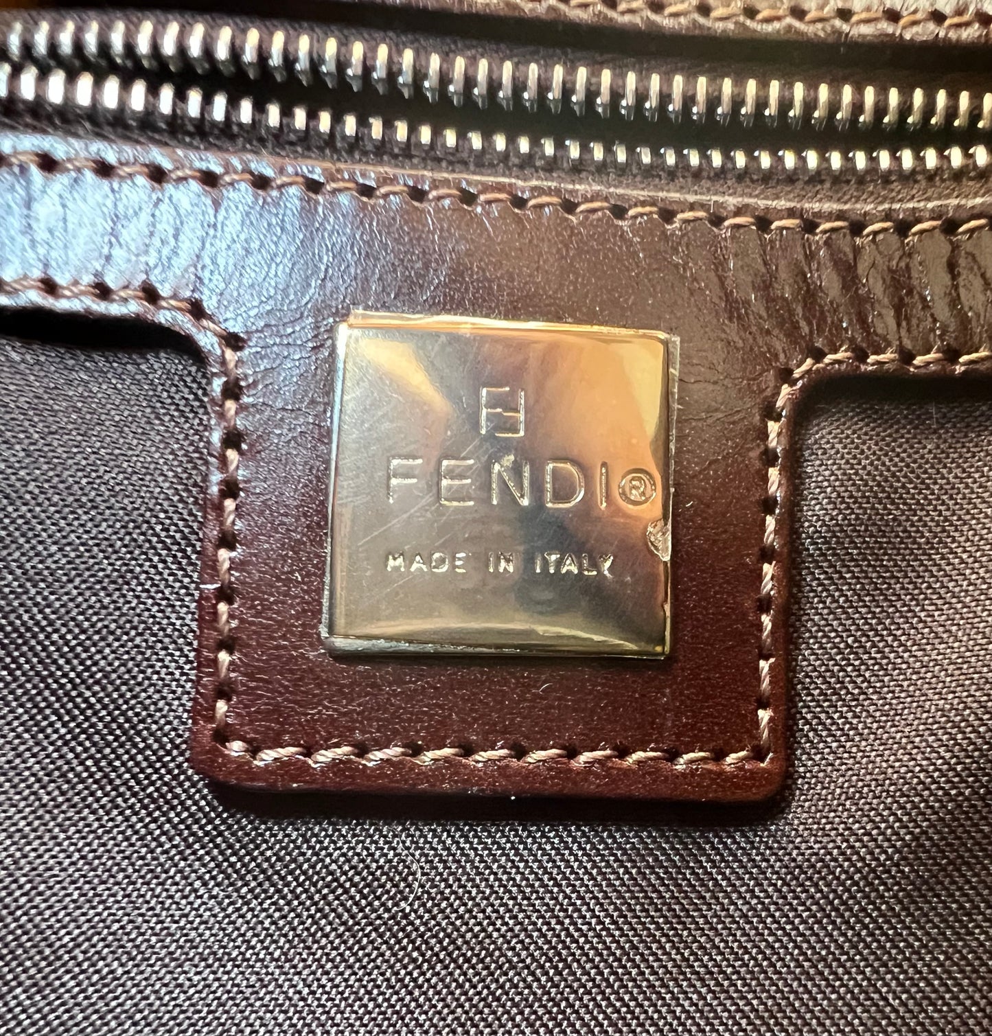 Pre-loved FENDI Mamma Baguette Shoulder Bag Pony Hair leather Brown