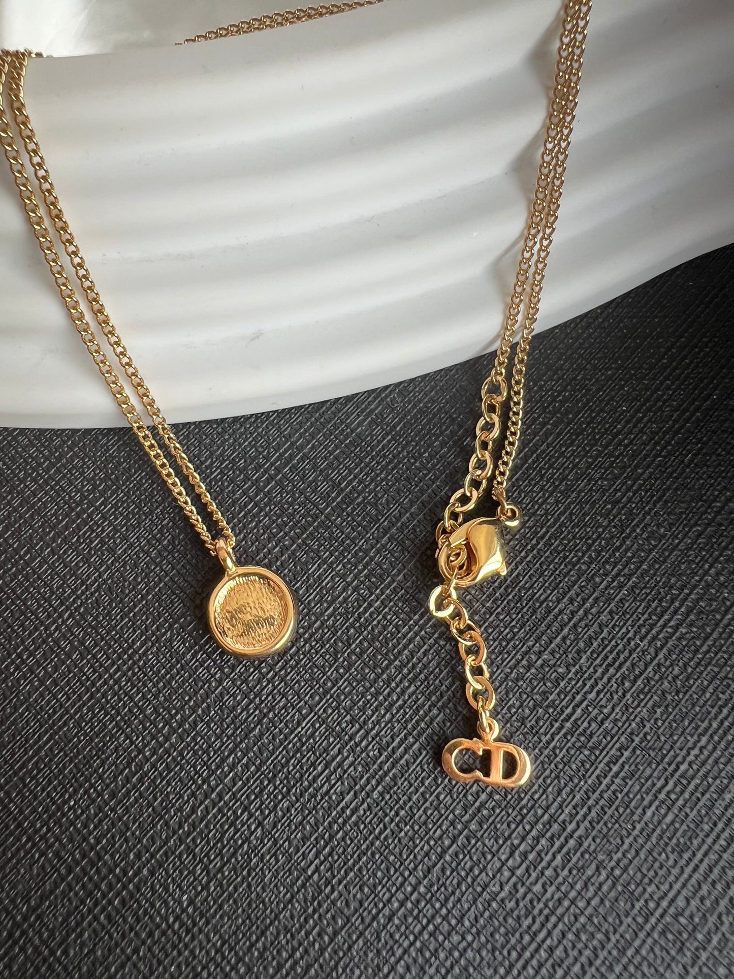 Pre-loved Christian Dior Vintage CD Pendant Crystal-embellished Necklace