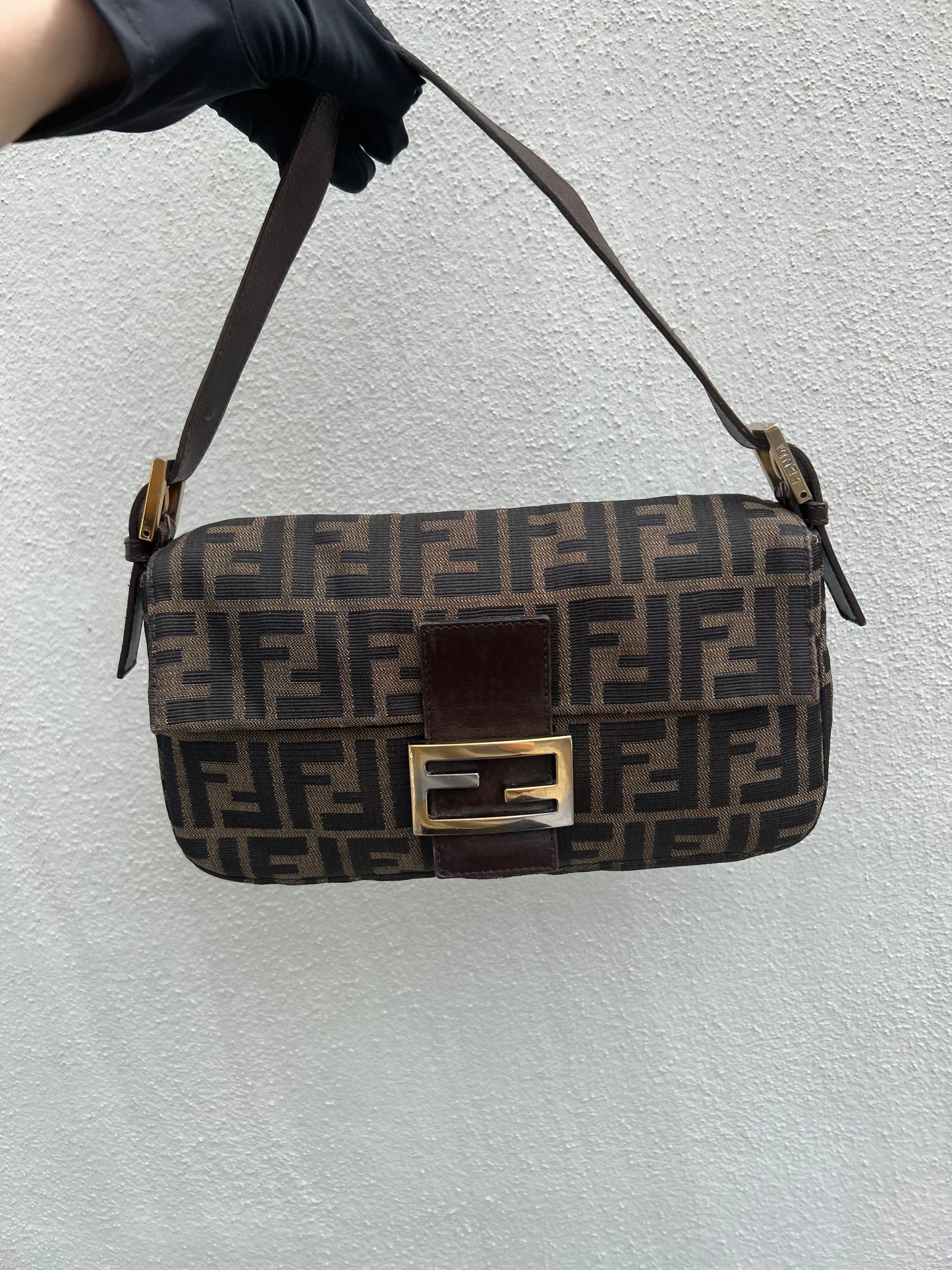 Pre-loved Fendi Vintage Zucca Baguette Handbag