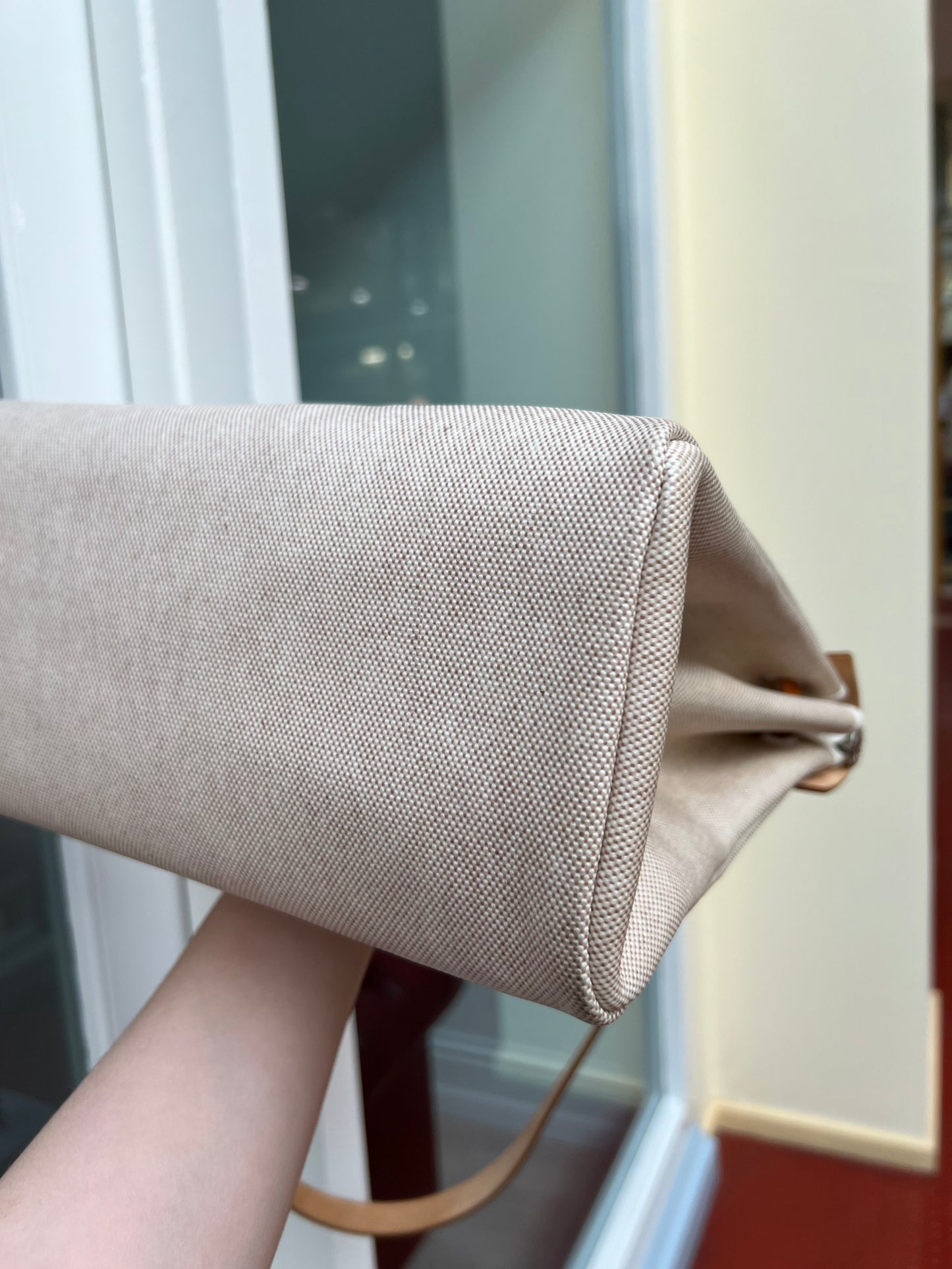 Pre-loved Hermès Vintage Herbag Crossbody Bag Beige 1998