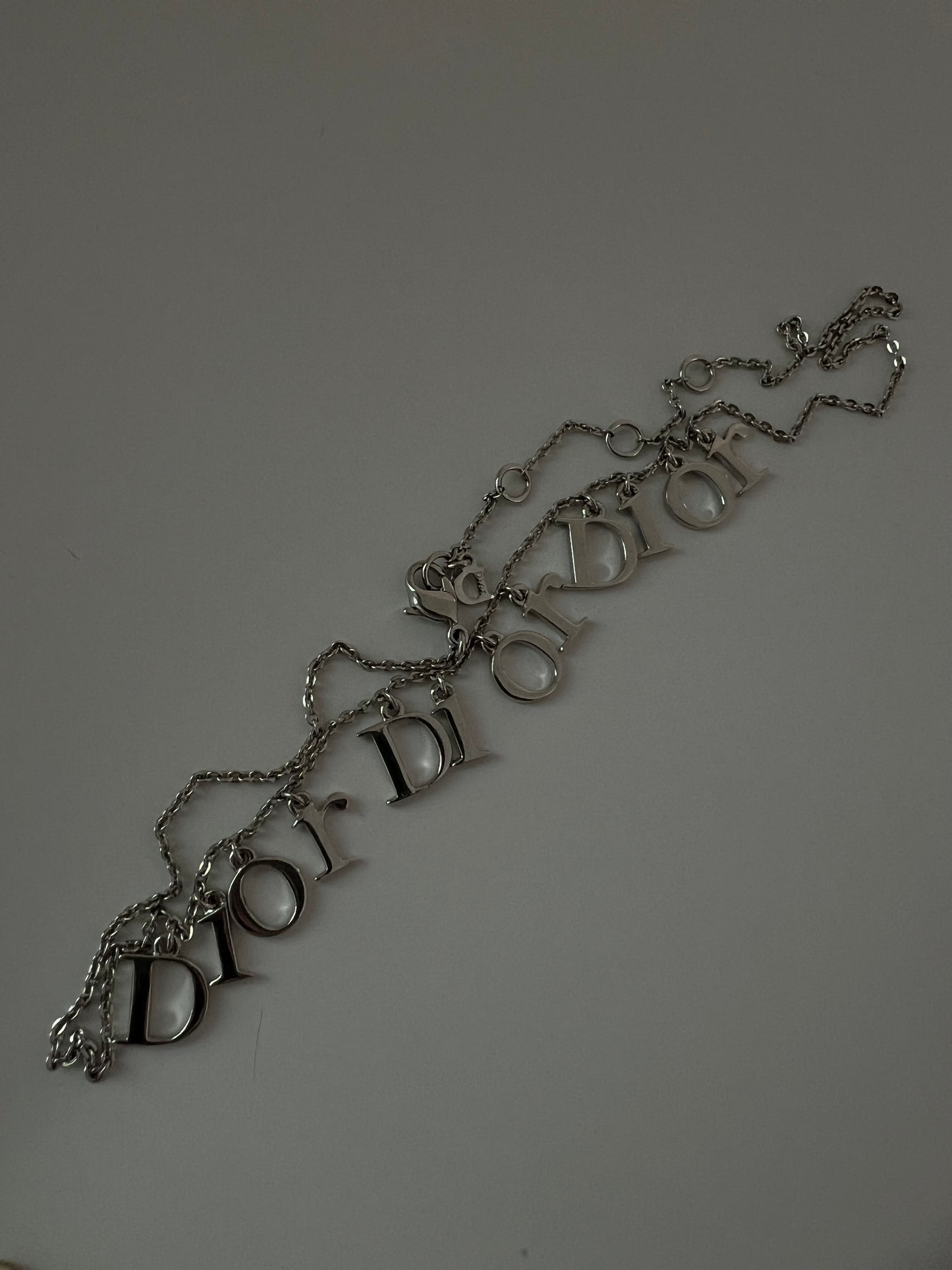 Pre-love Dior Vintage Triple Logo Letter Charms Necklace Choker