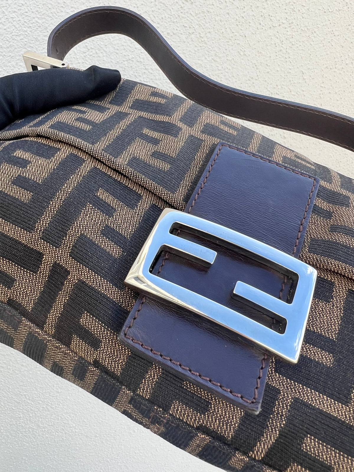 Pre-loved Fendi Vintage Zucca Baguette Handbag