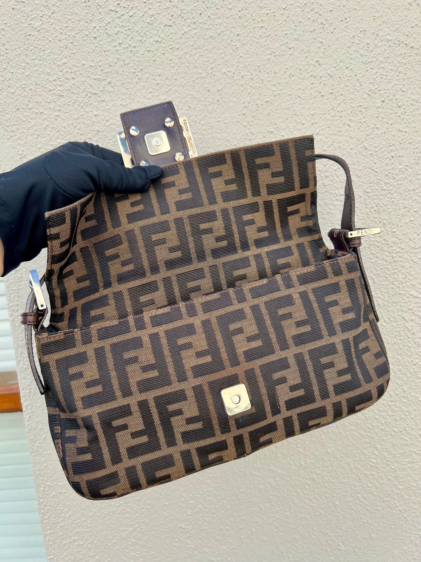 Pre-loved Fendi Vintage Zucca Baguette Handbag