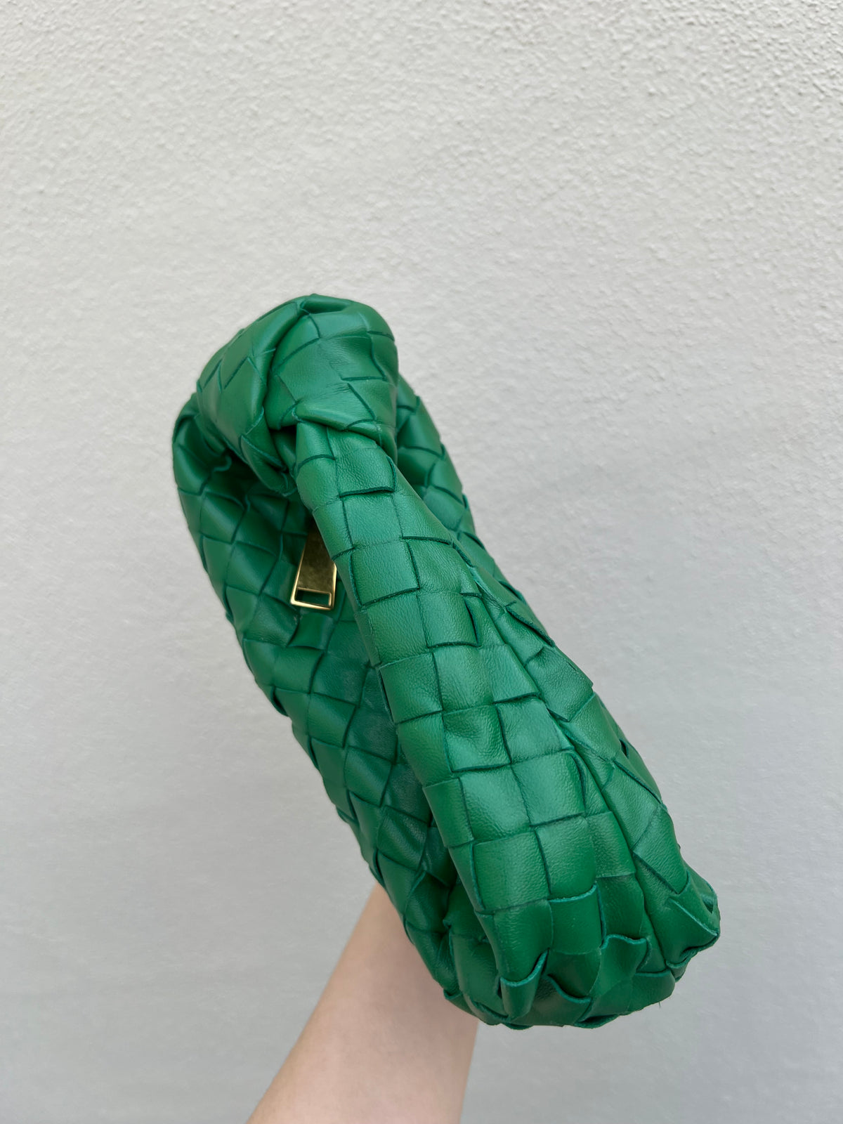 Pre-loved Bottega Veneta Top Handle Mini Jodie Bag Green Lambskin