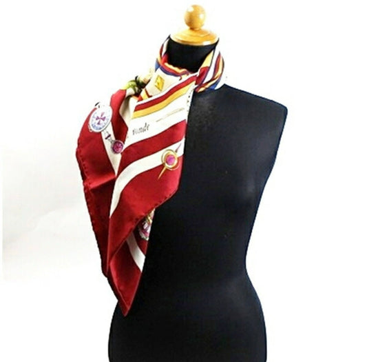 Pre-loved Hermès HERMES Carre 90 Scarf parmi les fleurs je compt Silk Bordeaux Auth kk329 Dark red