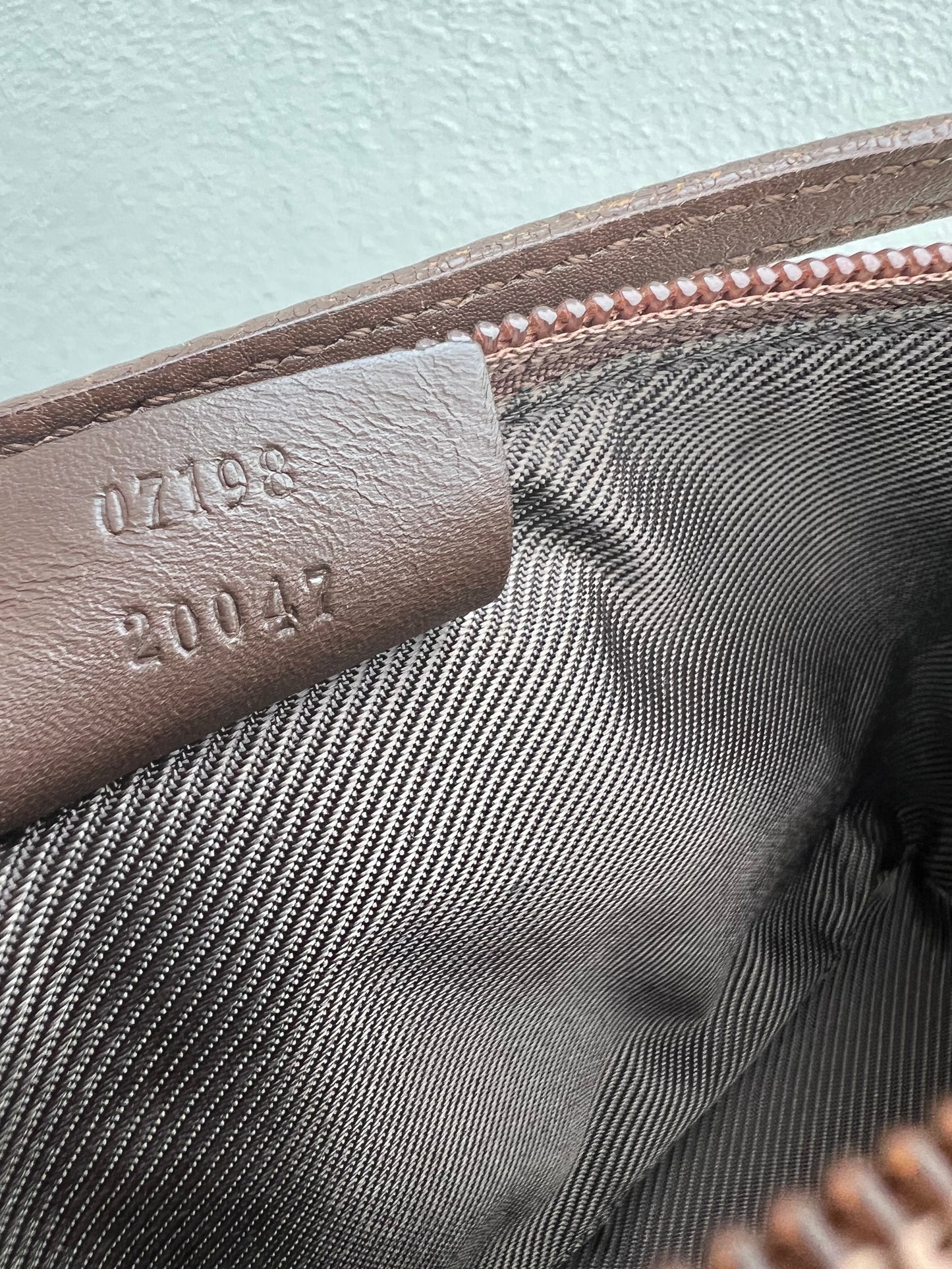 Pre-loved Gucci vintage GG Canvas Boat Baguette Bag Brown