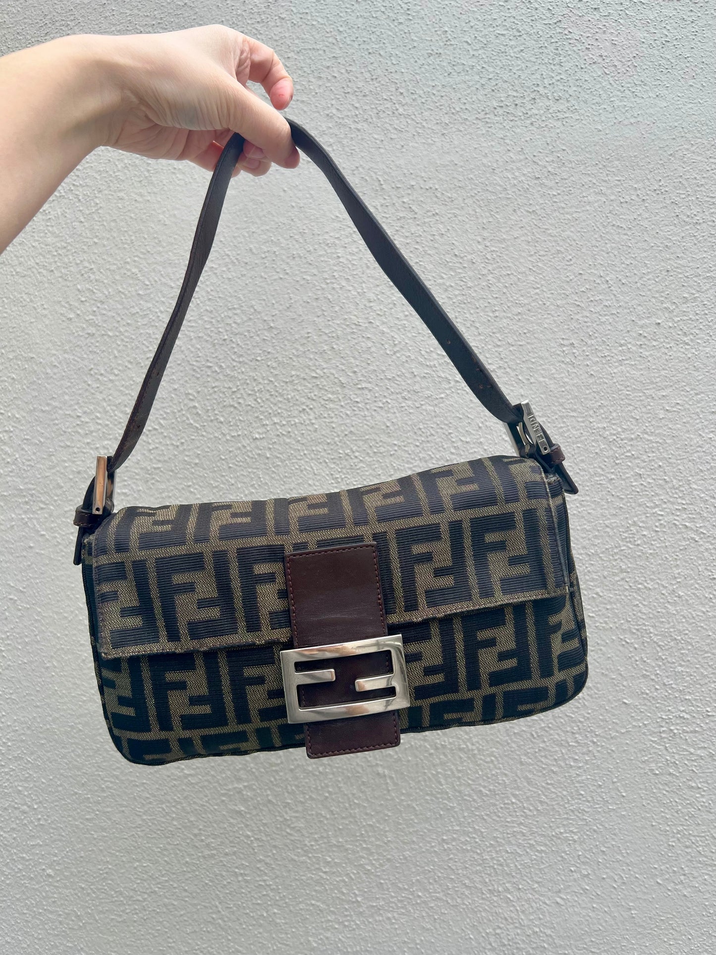Pre-loved Fendi Vintage Zucca Baguette Handbag