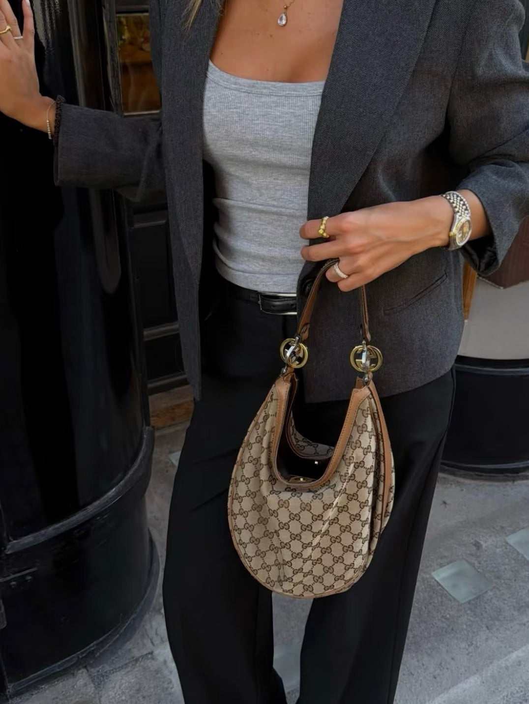 Pre-loved Gucci Beige/Pink GG Canvas Twins Medium Hobo Bag