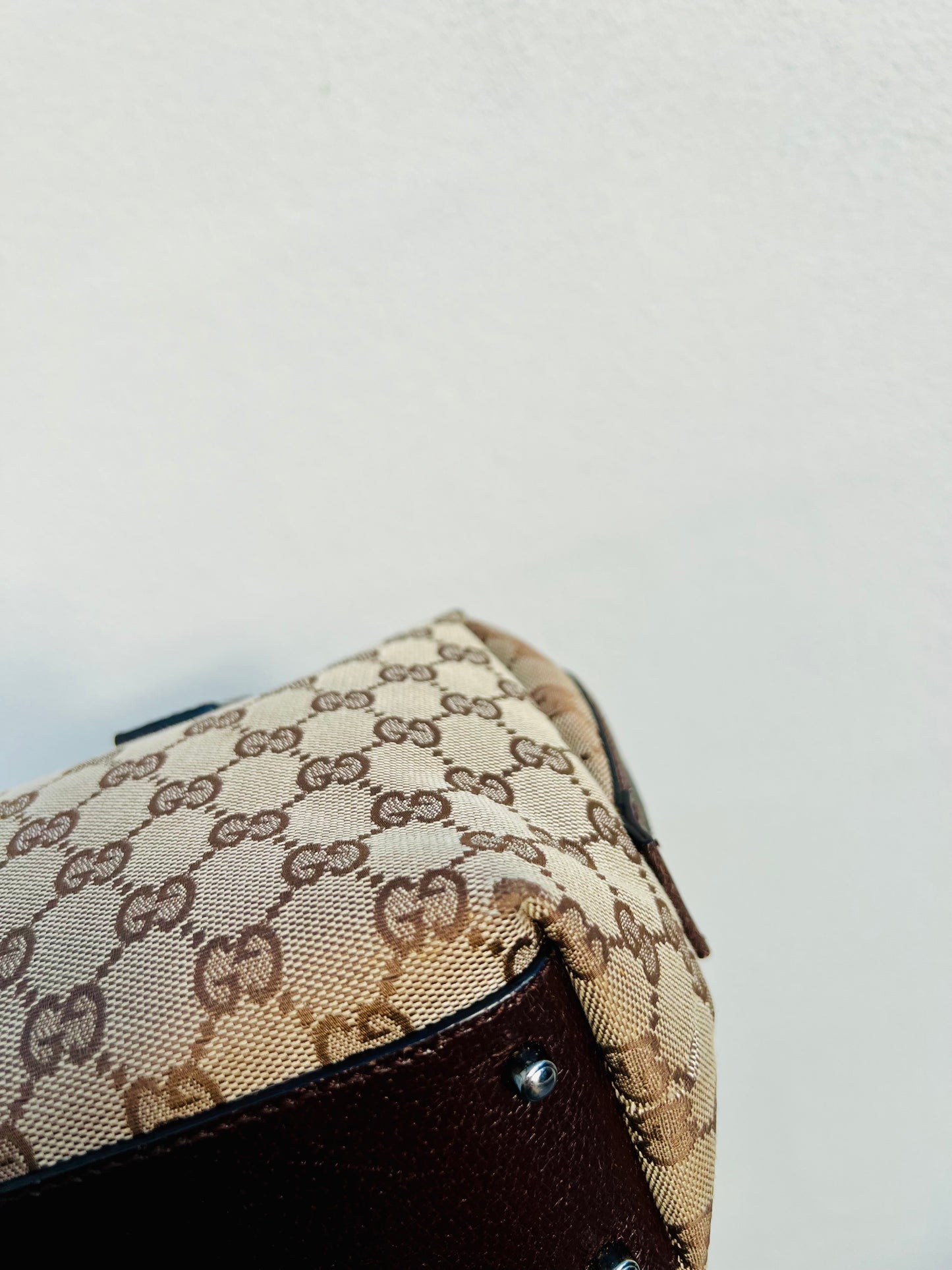 Pre-loved Gucci GG Canvas Boston Bag Brown