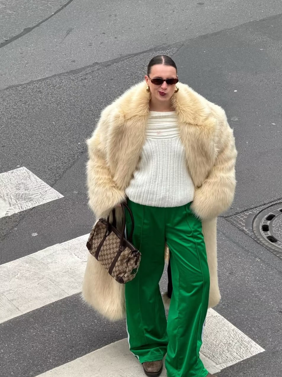 Pre- loved Gucci Beige/Brown GG Canvas and Leather Boston Bag