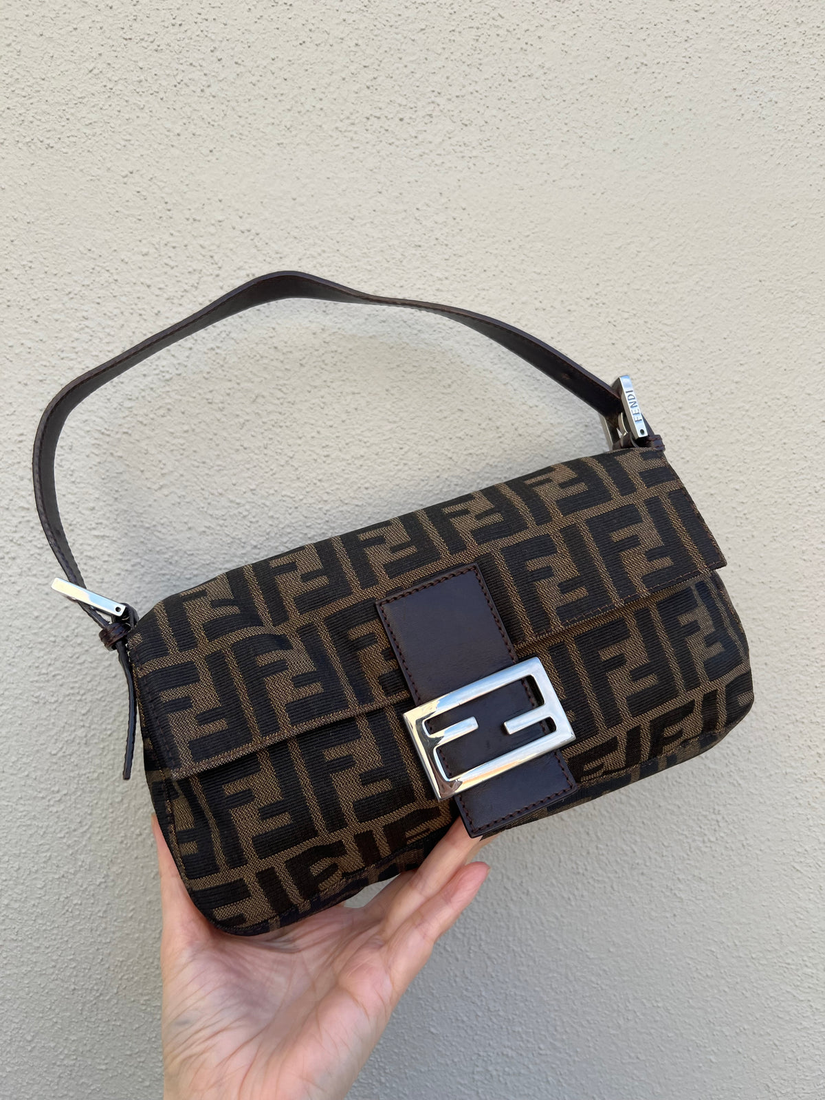 Pre-loved Fendi Vintage Zucca Baguette Handbag