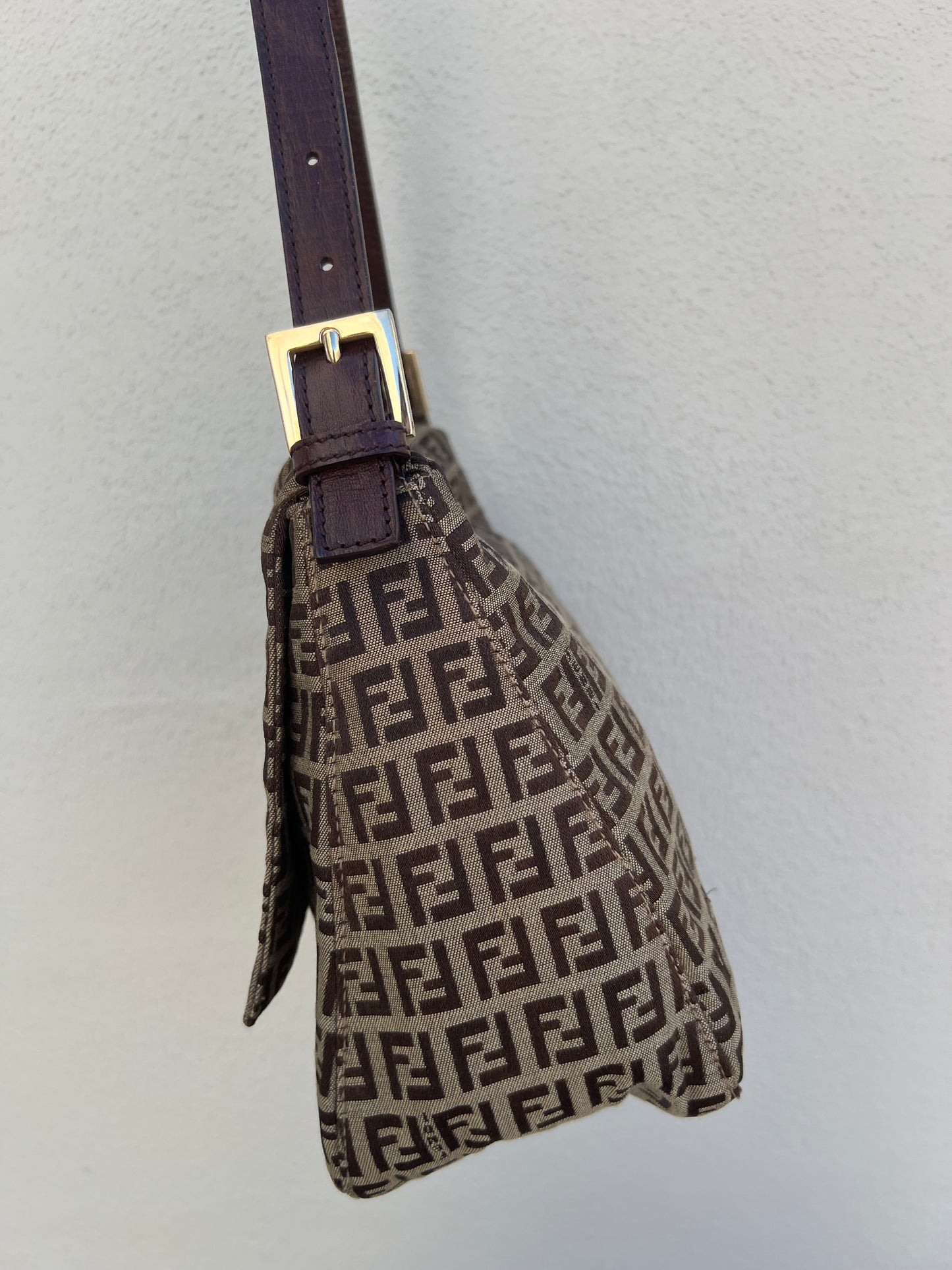 Pre-loved Fendi Vintage Zucchino Pattern Baguette Mamma Handbag