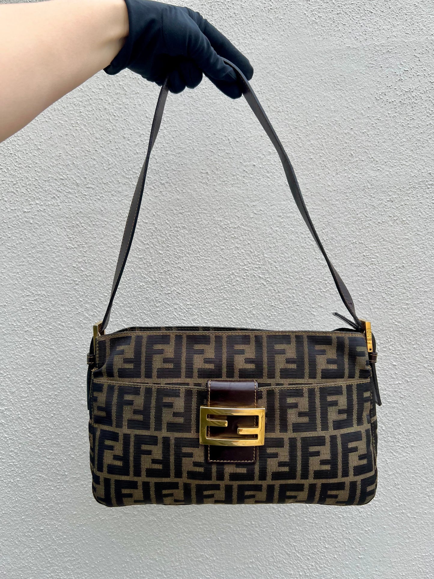 Pre-loved Fendi Zucca FF Mamma Forever Baguette Flap
