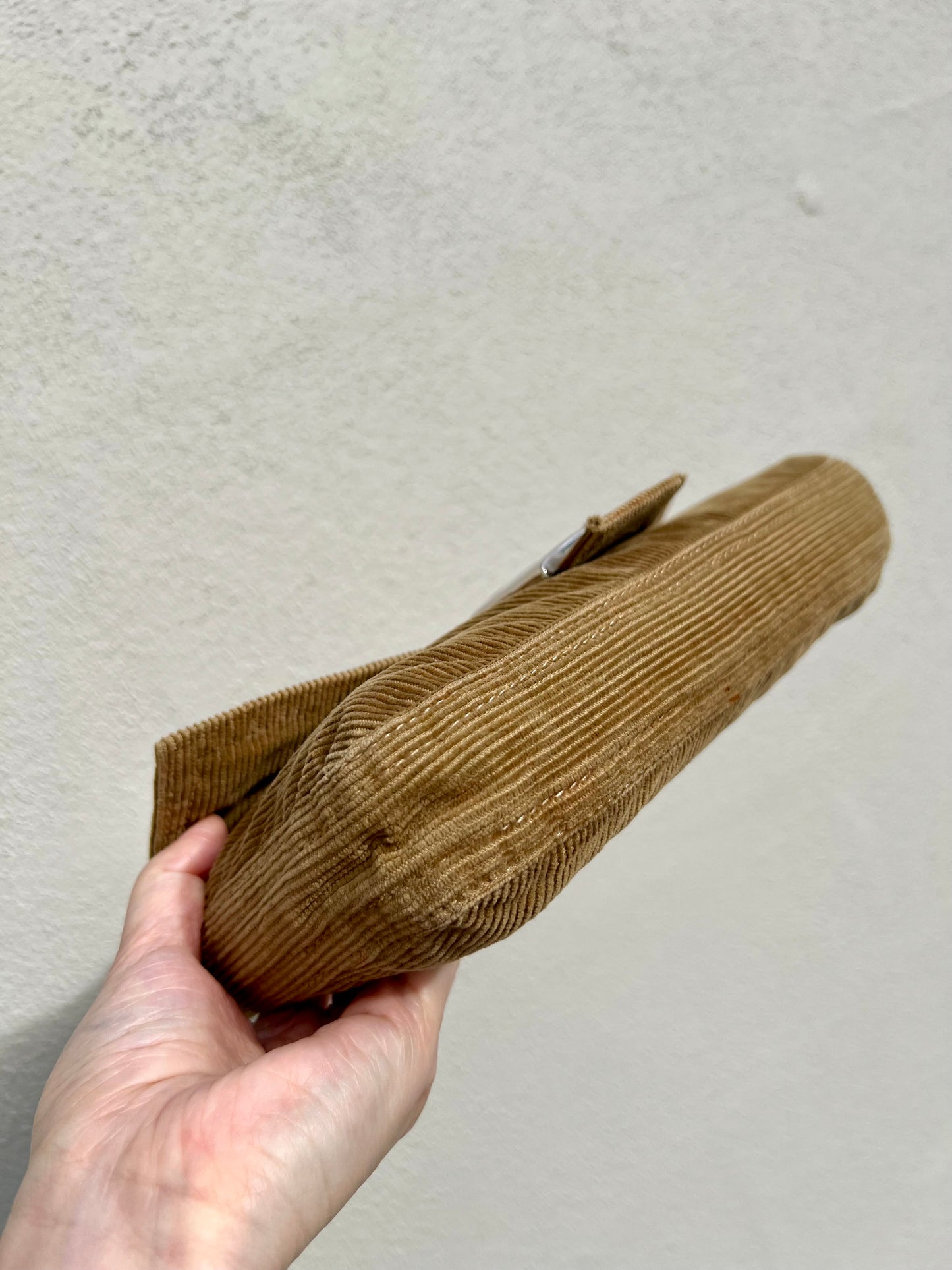 Pre-loved Fendi Camel-toned corduroy Corduroy Baguette Bag