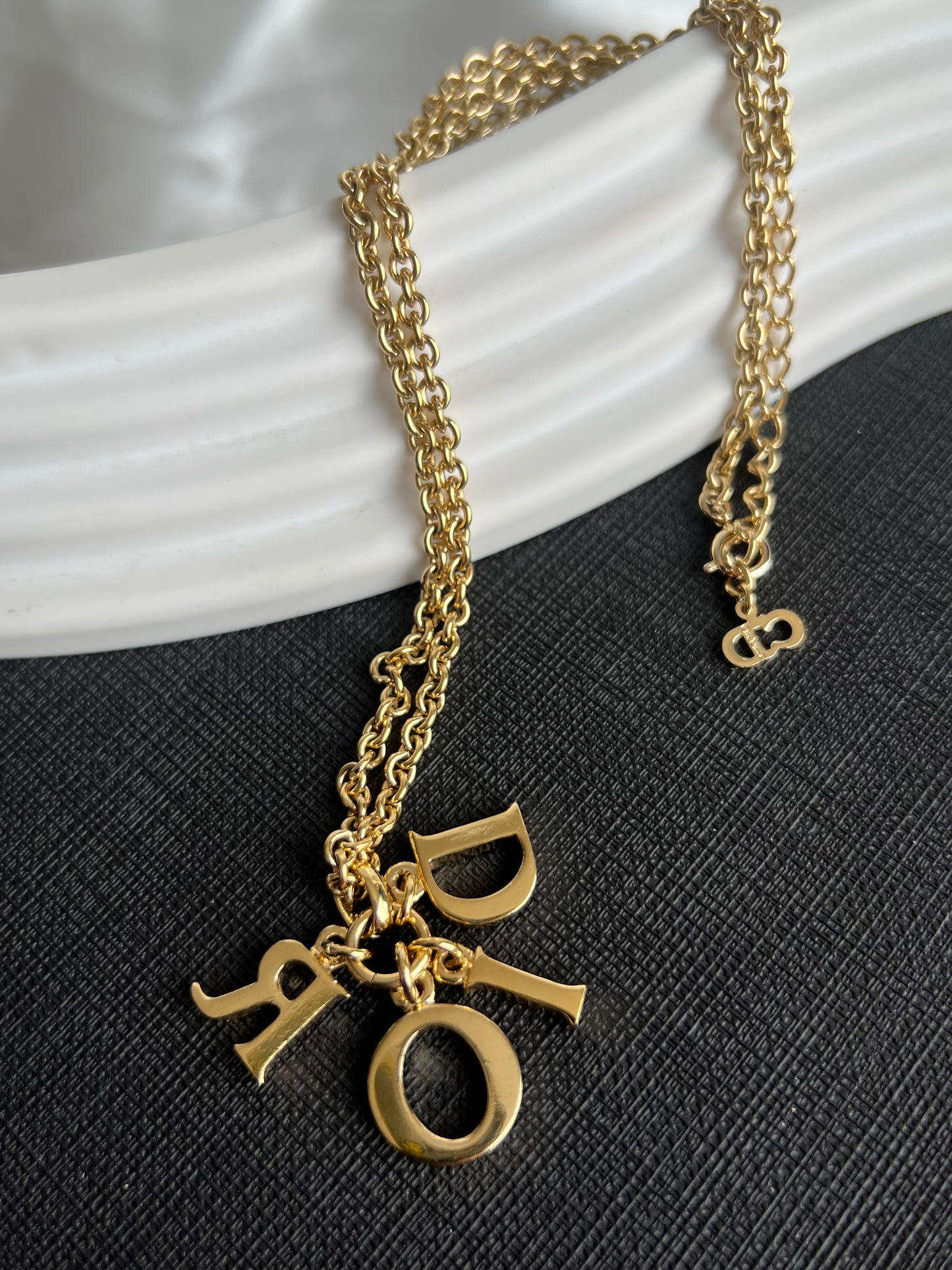 Pre-loved Dior Vintage Logo Charm Pendant Necklace