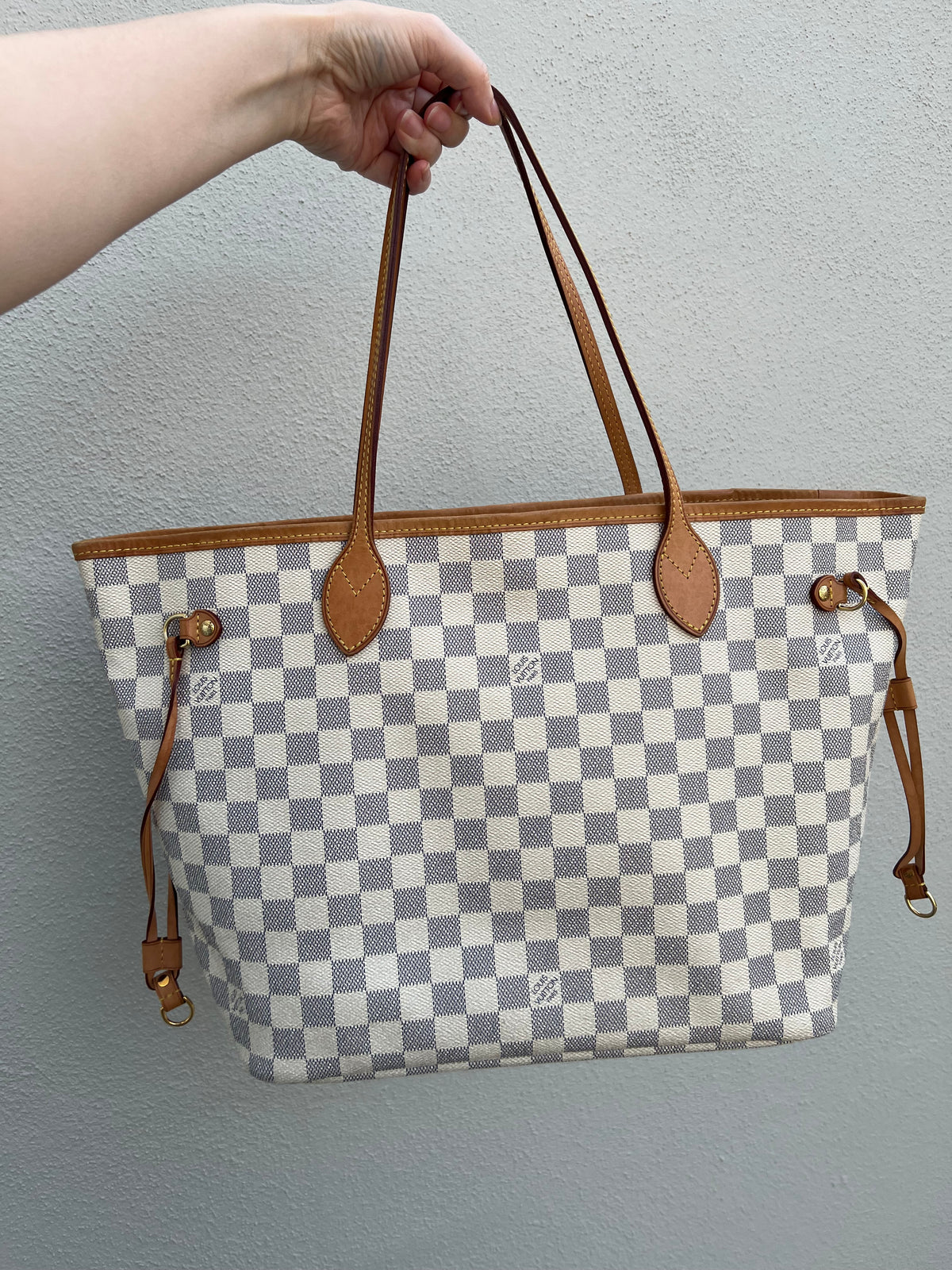 Pre-loved Louis Vuitton Neverfull Leather Tote MM Damier 2012