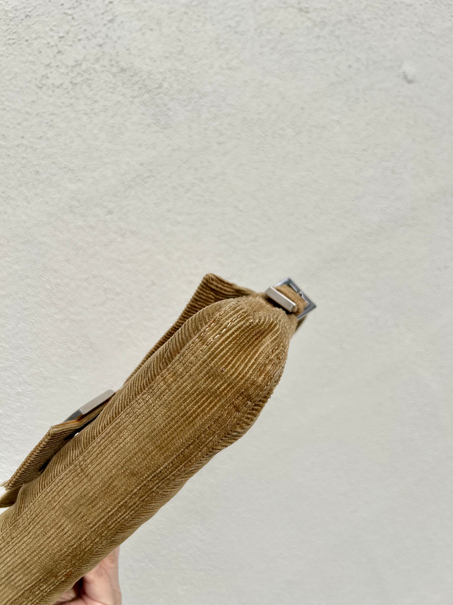 Pre-loved Fendi Camel-toned corduroy Corduroy Baguette Bag