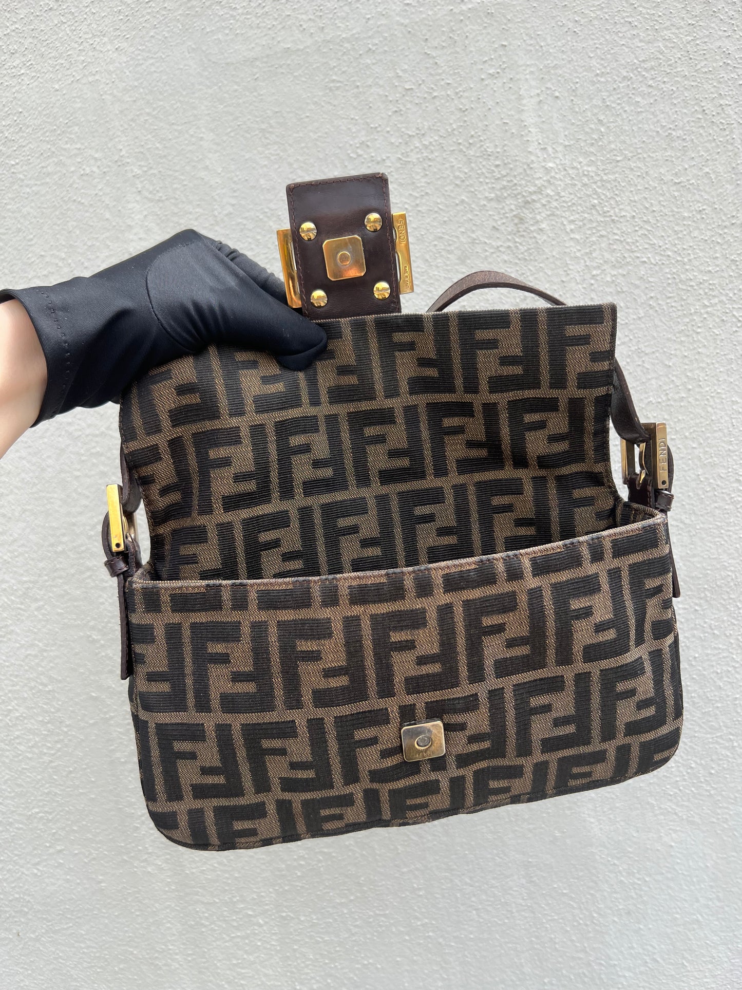 Pre-loved Fendi Vintage Zucca Baguette Handbag