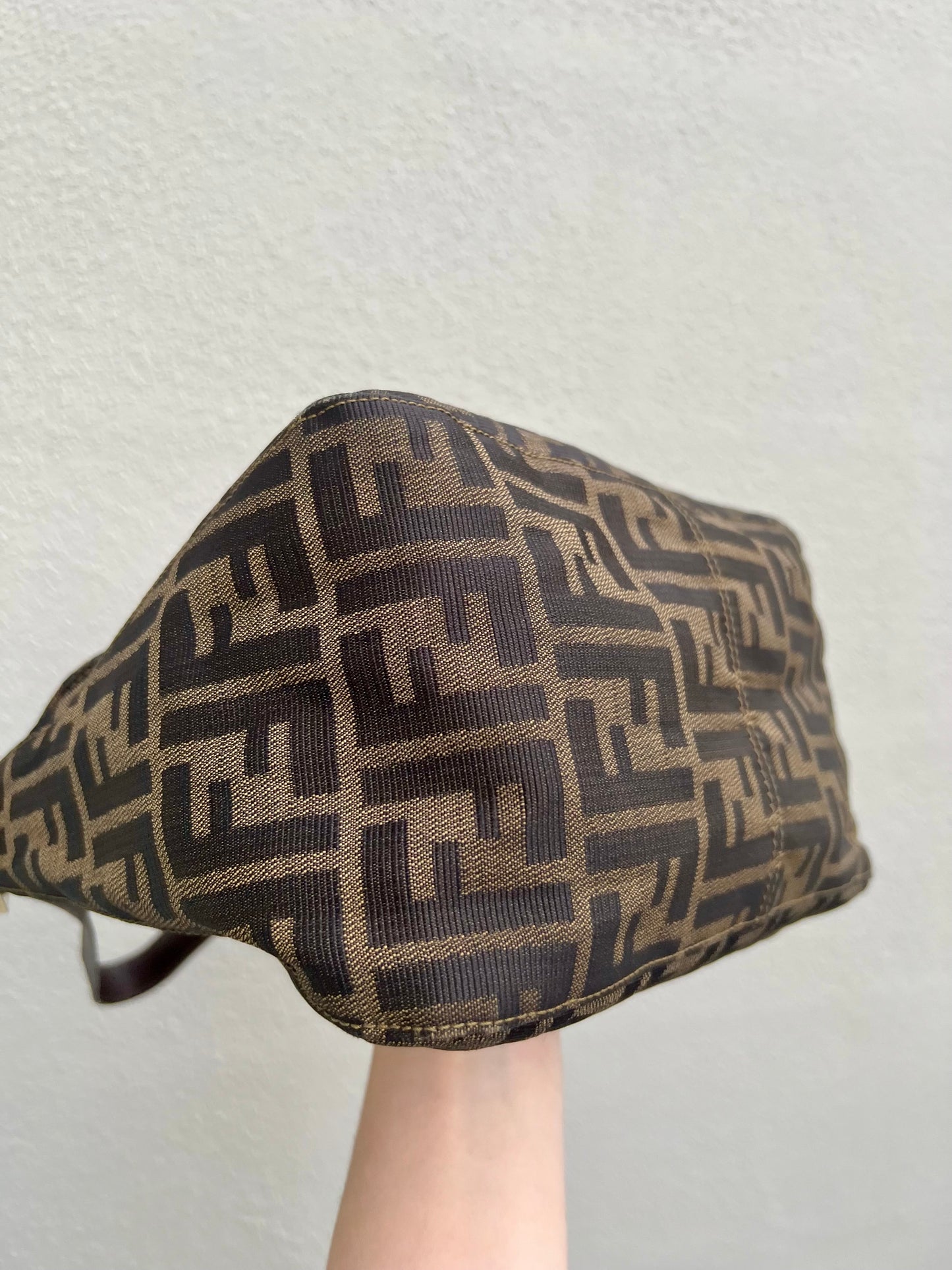 Pre-loved Fendi Zucca Double Flap Baguette Shoulder Bag