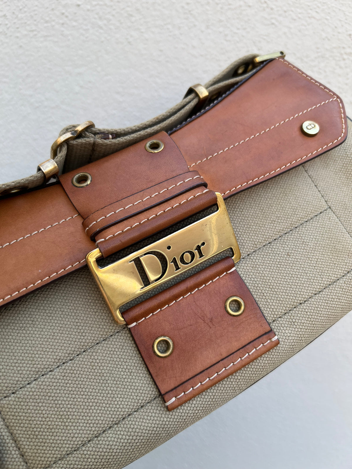 Pre-loved Christian Dior By John Galliano Green Canvas for Columbus Street Chic Shoulder Bag 2002