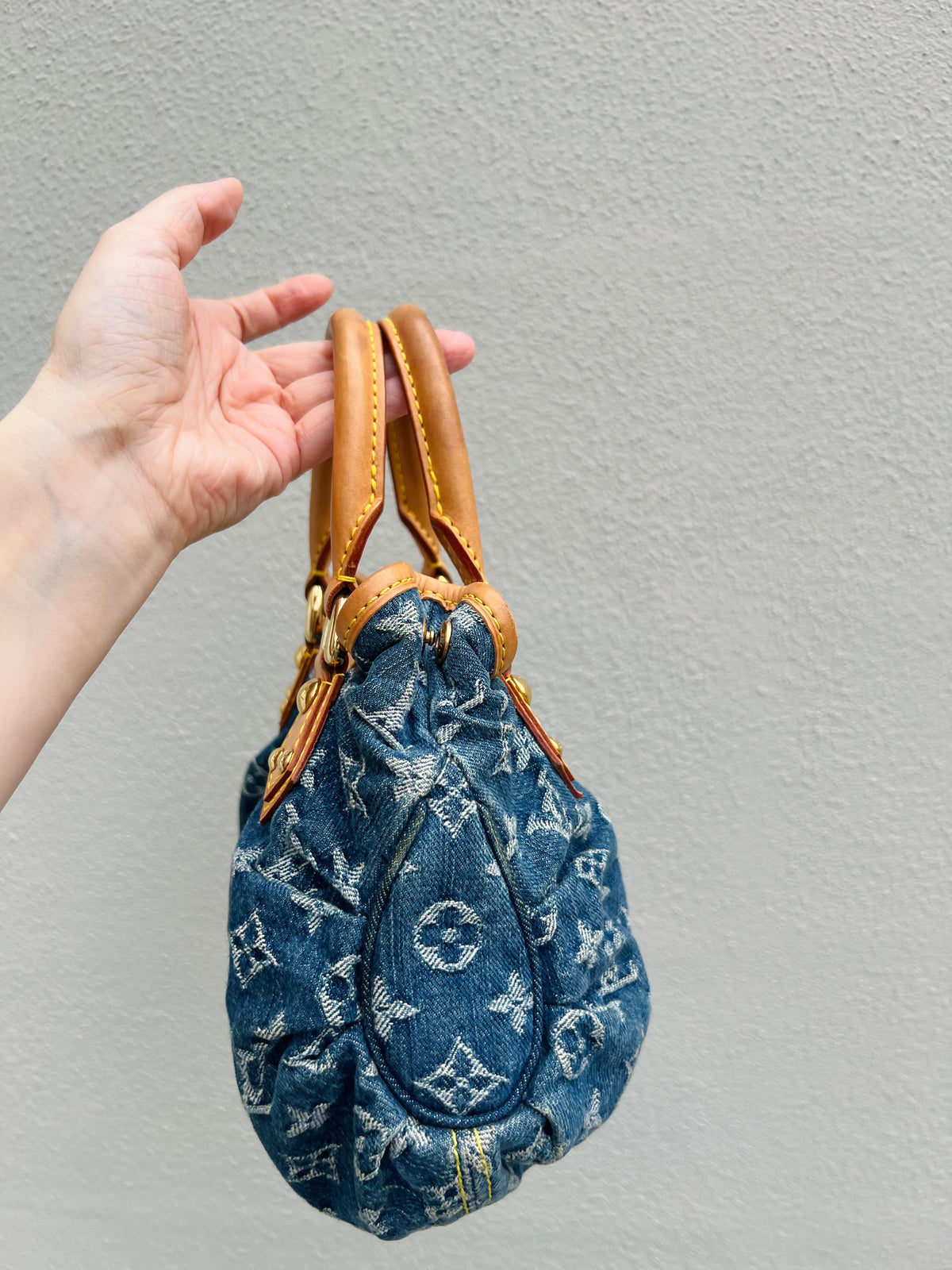 Pre-loved Louis Vuitton Vintage Monogram Denim Pleaty Handbag