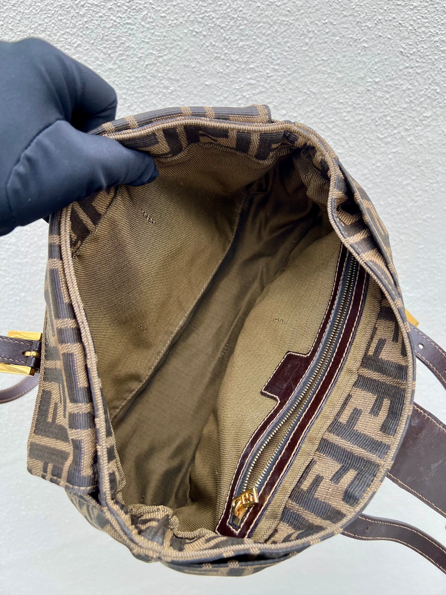 Pre-loved Fendi Zucca Brown Double Handle Bag