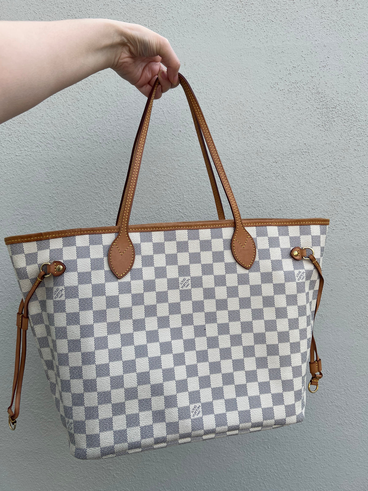 Pre-loved Louis Vuitton Neverfull Leather Tote MM Damier 2012