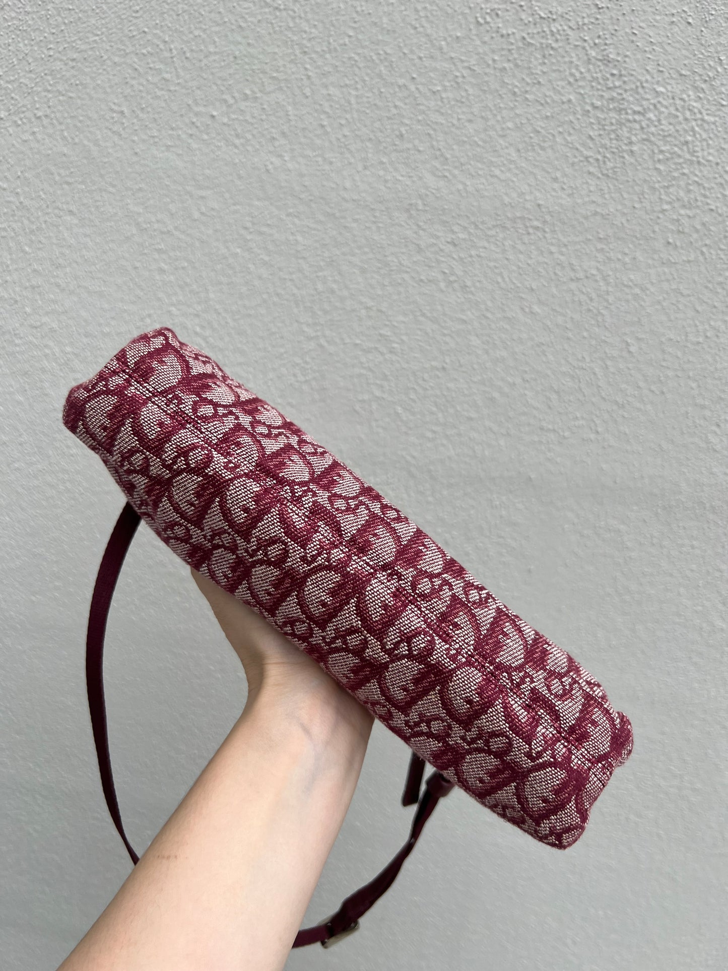 Pre-loved Christian Dior vintage Trotter Shoulder Bag Berry