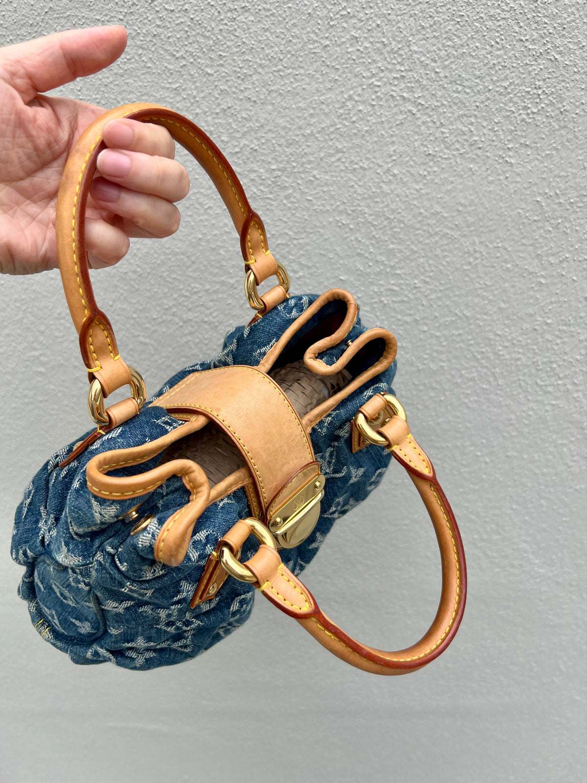 Pre-loved Louis Vuitton Vintage Monogram Denim Pleaty Handbag
