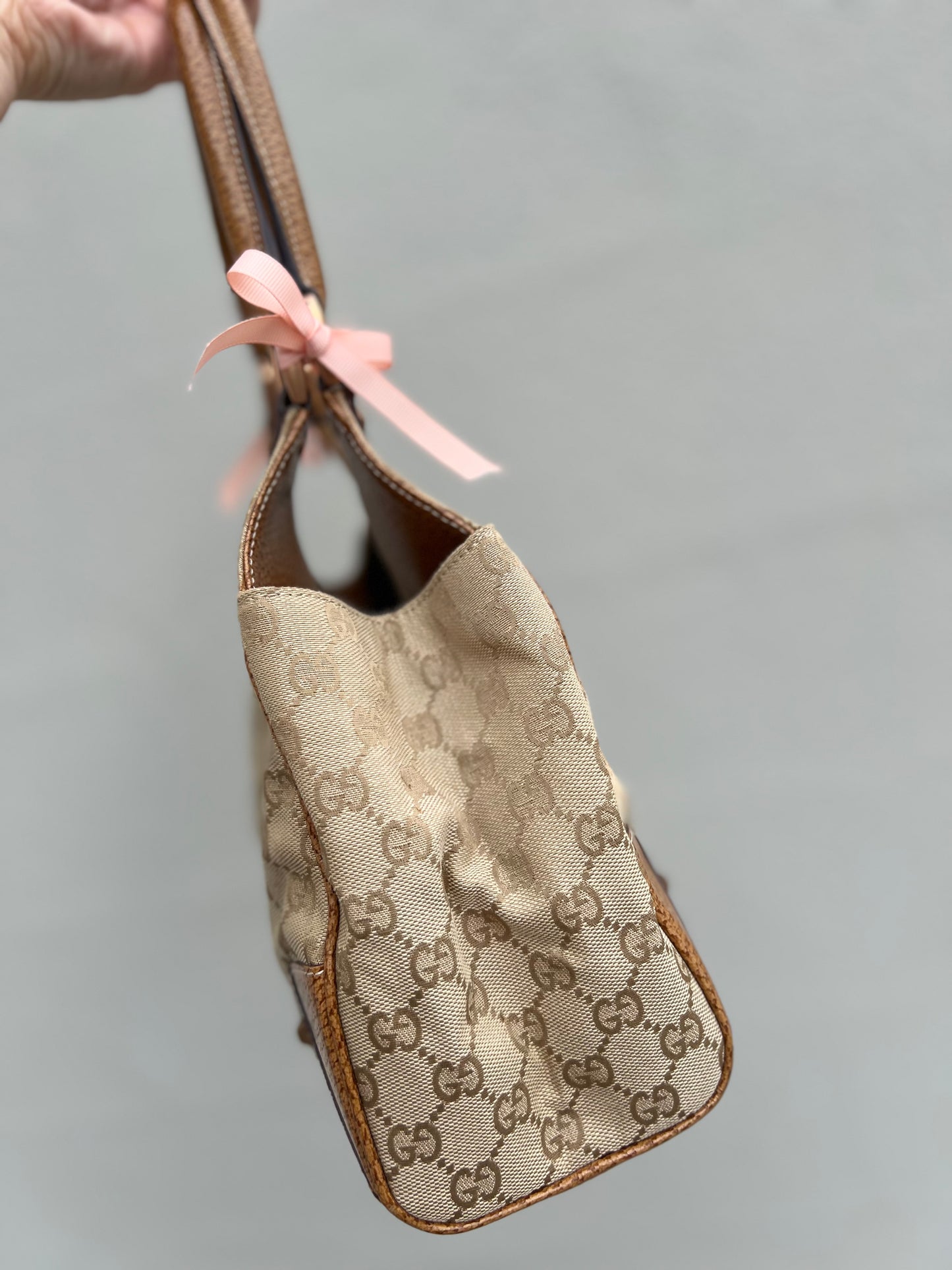 Pre-Loved Gucci GG Canvas Nailhead Jackie Bardot Medium