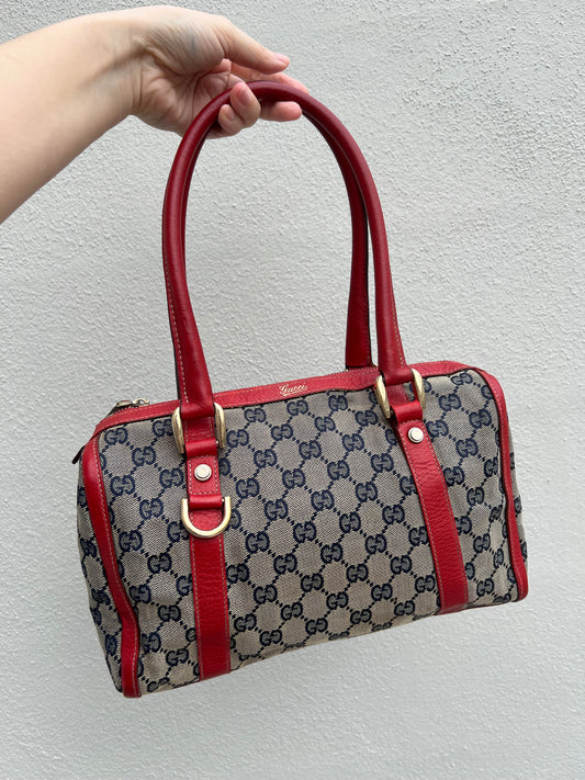 Pre-loved GG Canvas Abbey Boston Bag Red
