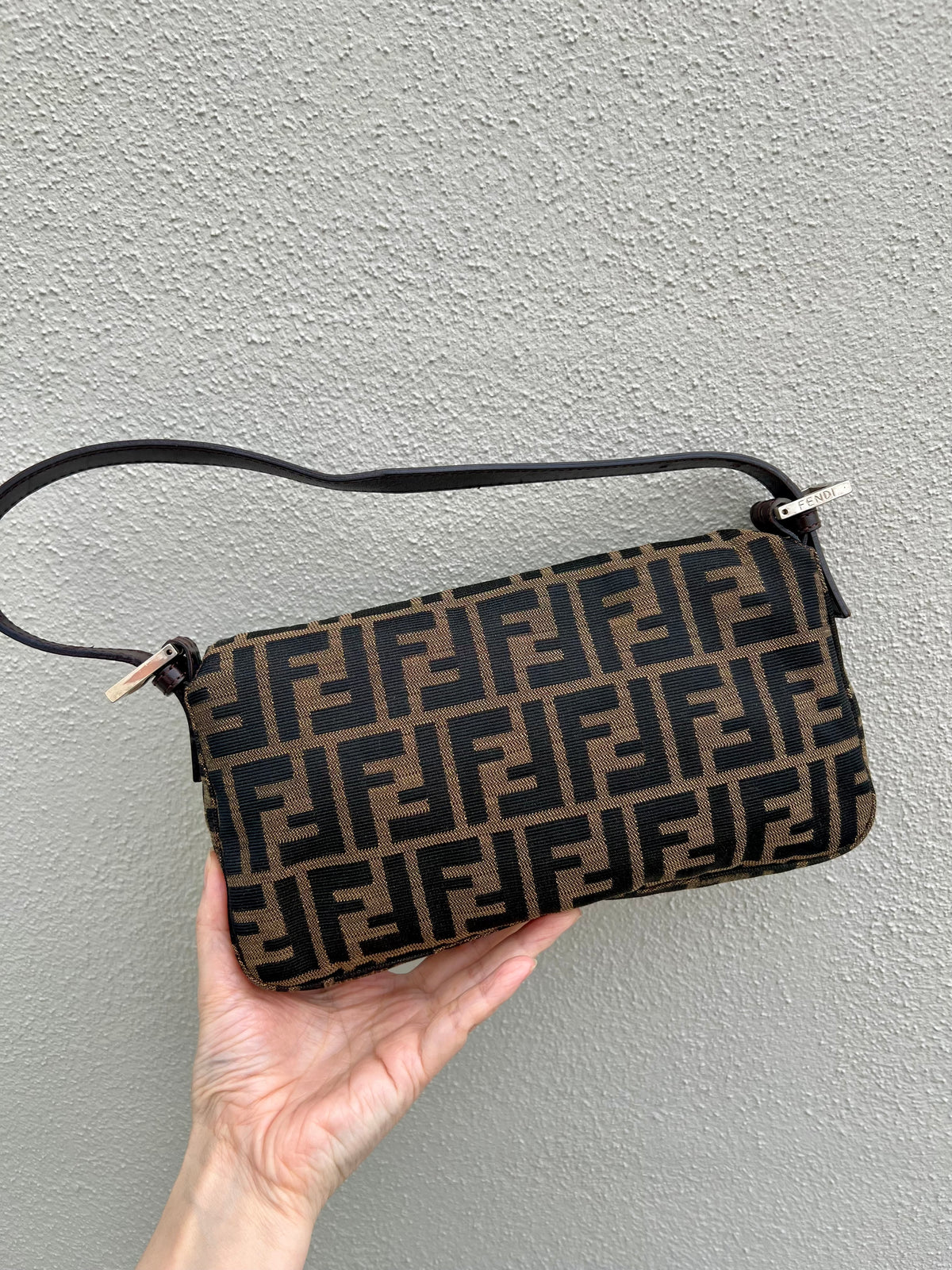 Pre-loved Fendi Vintage Zucca Baguette Handbag