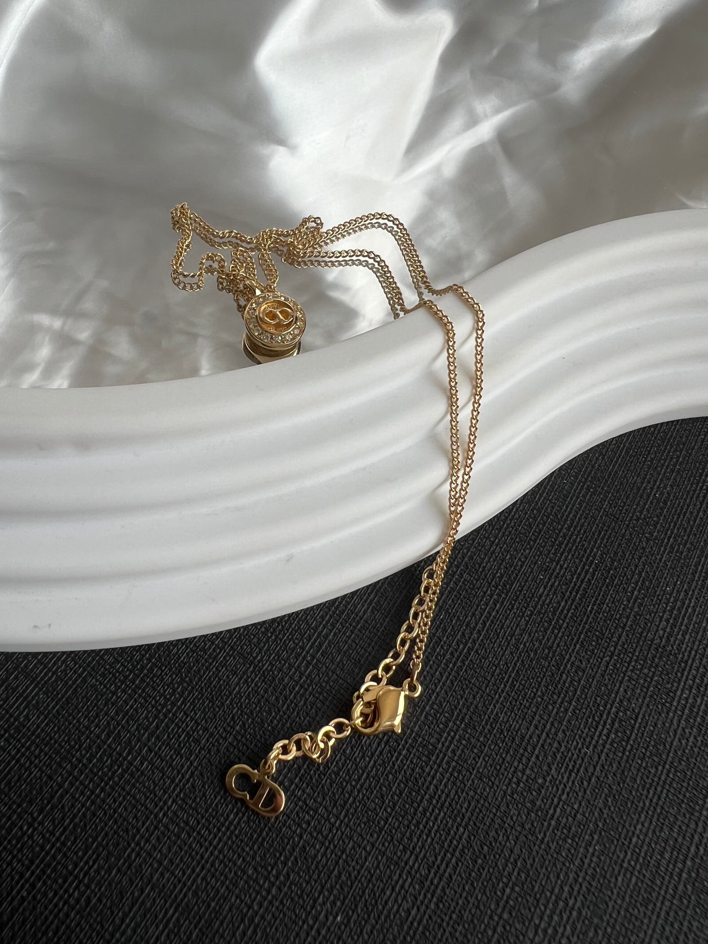 Pre-loved Christian Dior Vintage CD Pendant Crystal-embellished Necklace
