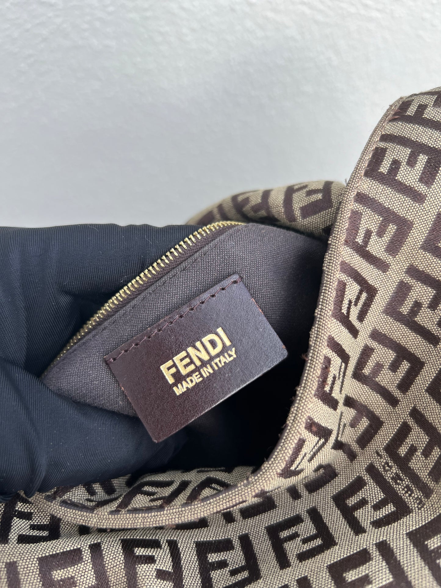 Pre-loved Fendi Vintage Zucchino Pattern Baguette Mamma Handbag