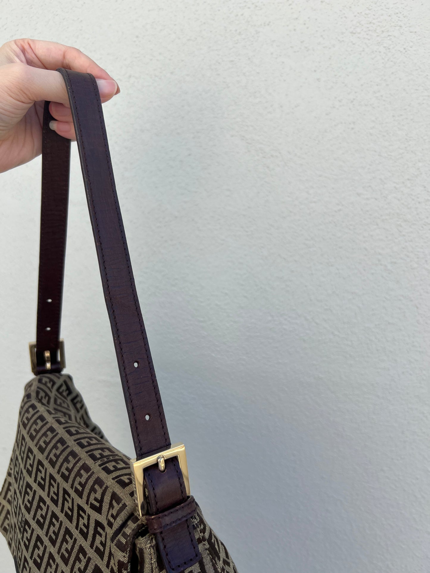 Pre-loved Fendi Vintage Zucchino Pattern Baguette Mamma Handbag