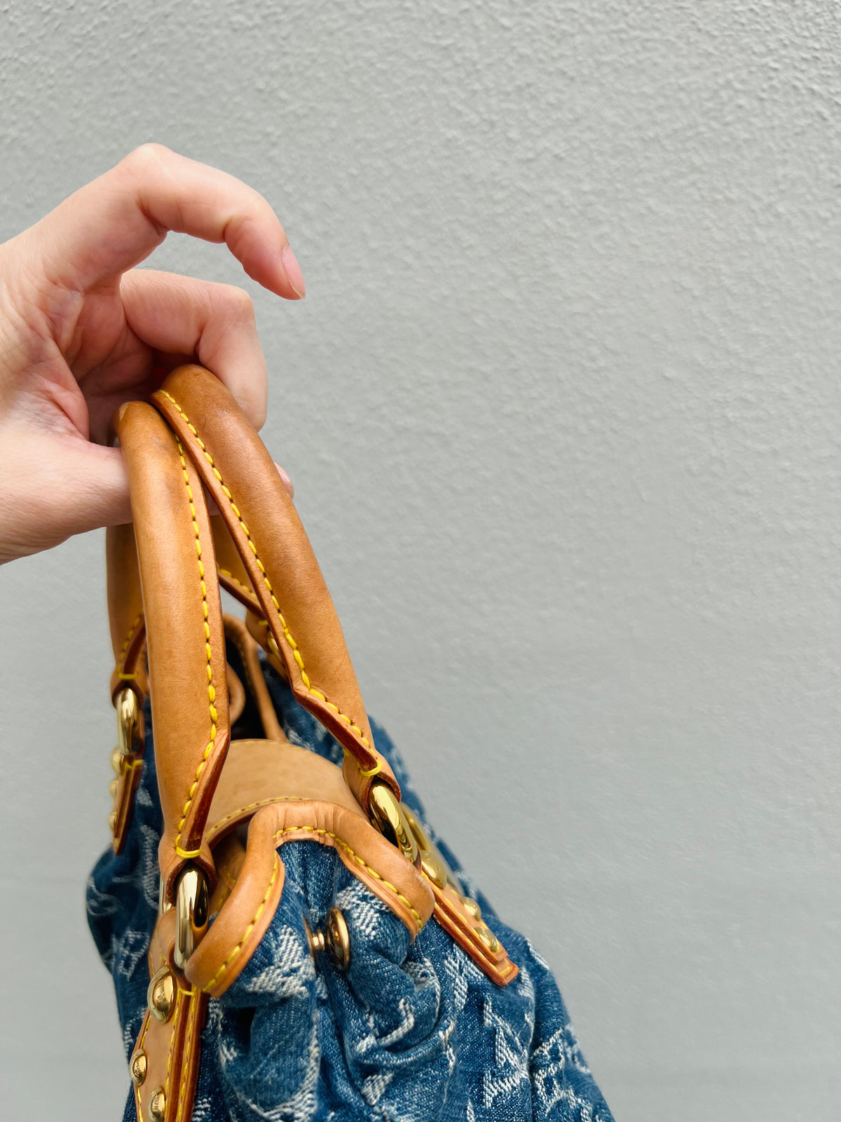 Pre-loved Louis Vuitton Vintage Monogram Denim Pleaty Handbag