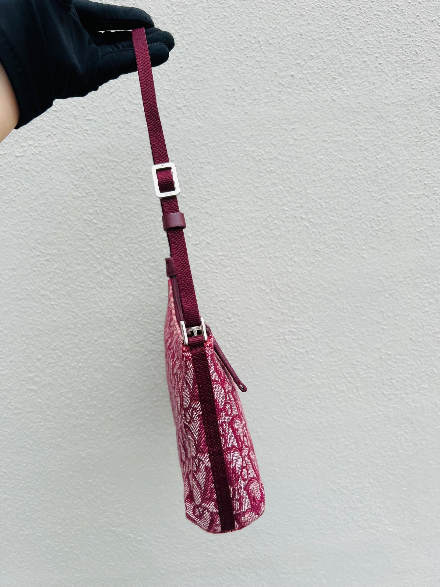 Pre-loved Christian Dior vintage Trotter Shoulder Bag Berry