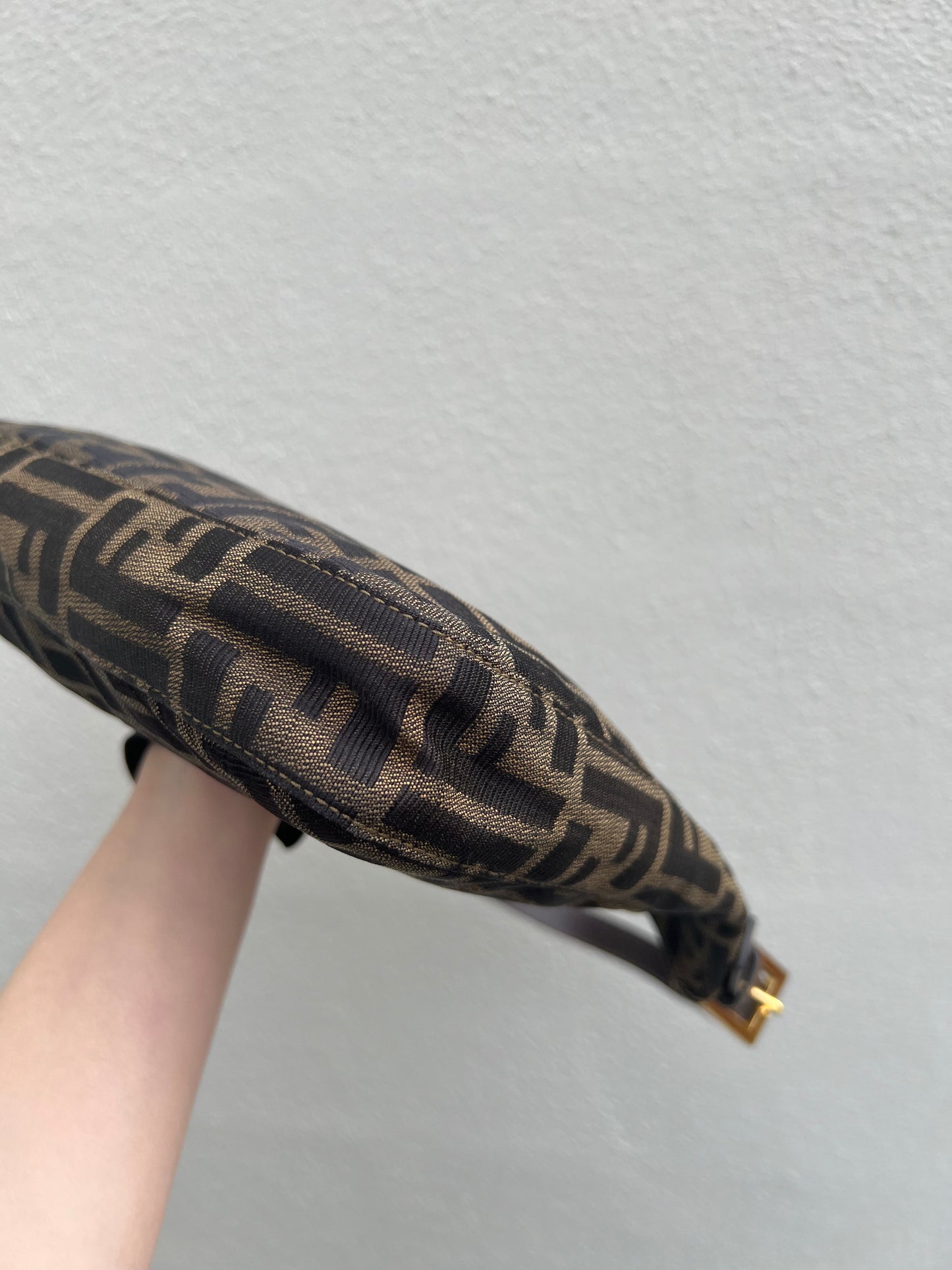 Pre-loved FENDI Zucca Canvas Mamma Croissant Baguette Shoulder Bag
