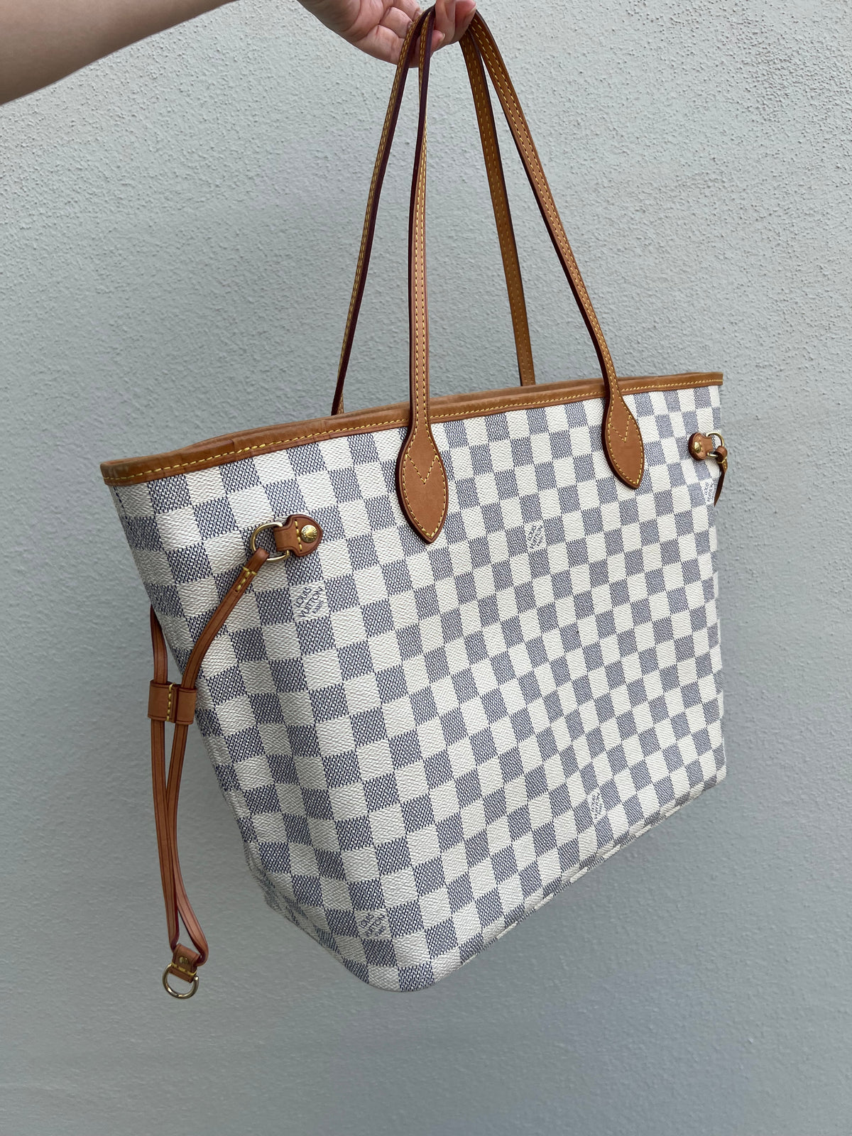 Pre-loved Louis Vuitton Neverfull Leather Tote MM Damier 2012