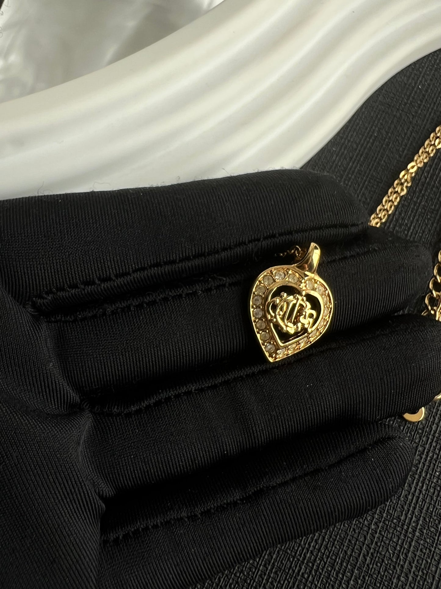 Pre-loved Christian Dior Vintage Rhinestone -embellished Heart Pendant Necklace