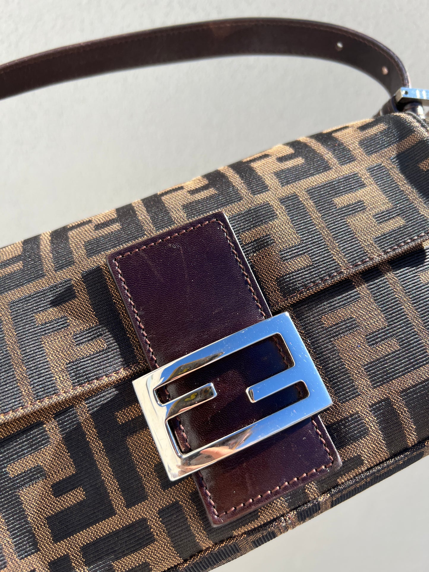 Pre-loved Fendi Vintage Zucca Baguette Handbag