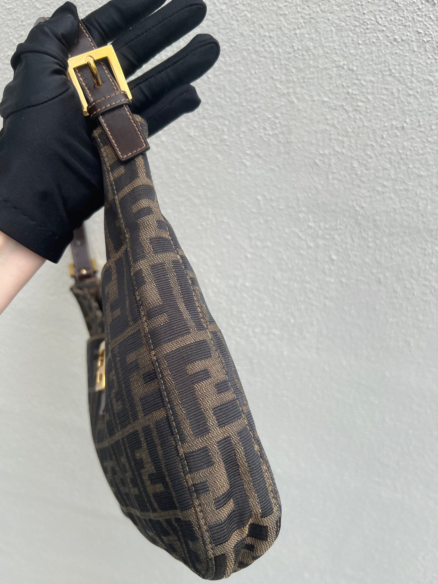 Pre-loved FENDI Zucca Canvas Mamma Croissant Baguette Shoulder Bag