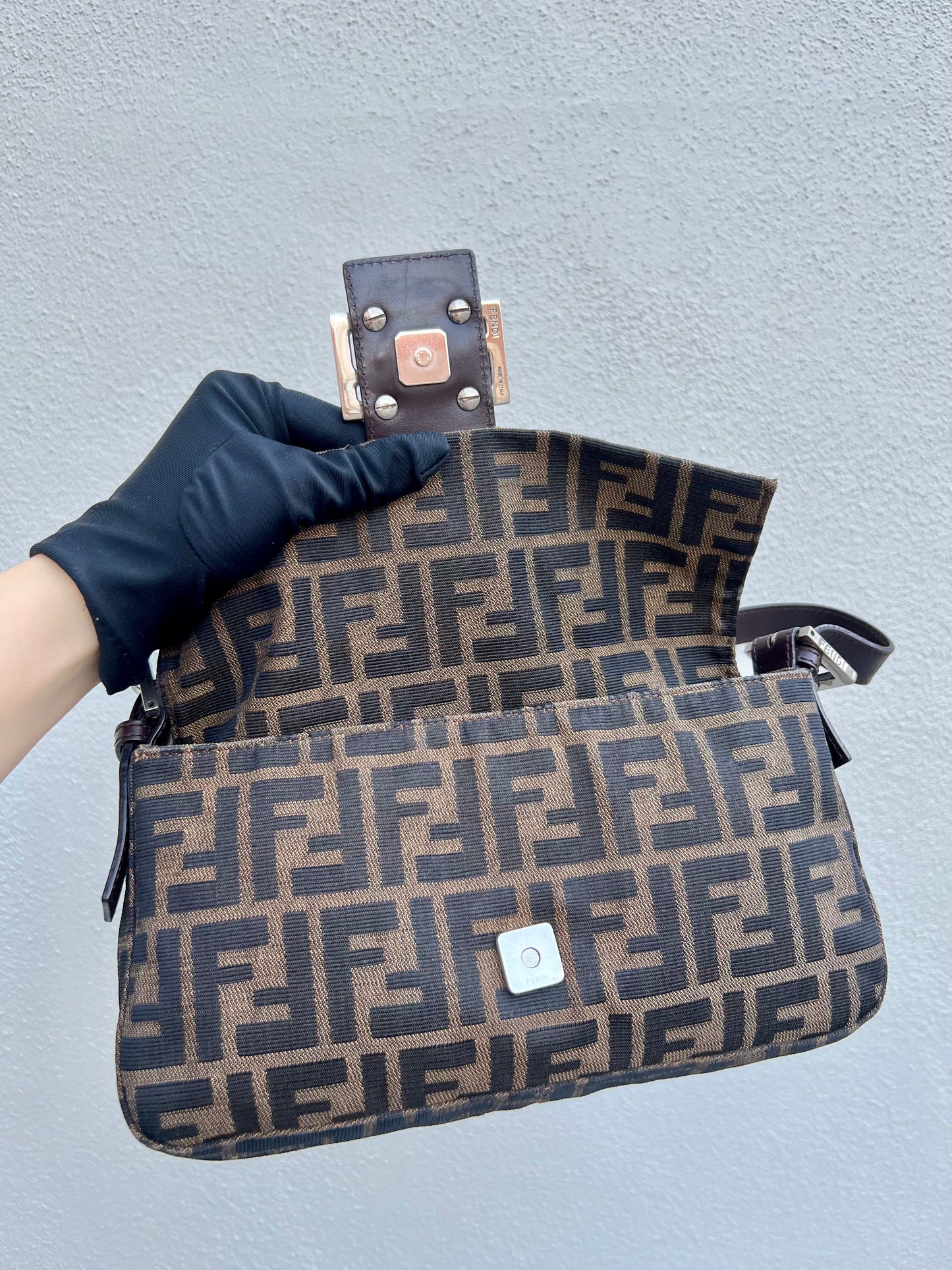 Pre-loved Fendi Vintage Zucca Baguette Handbag