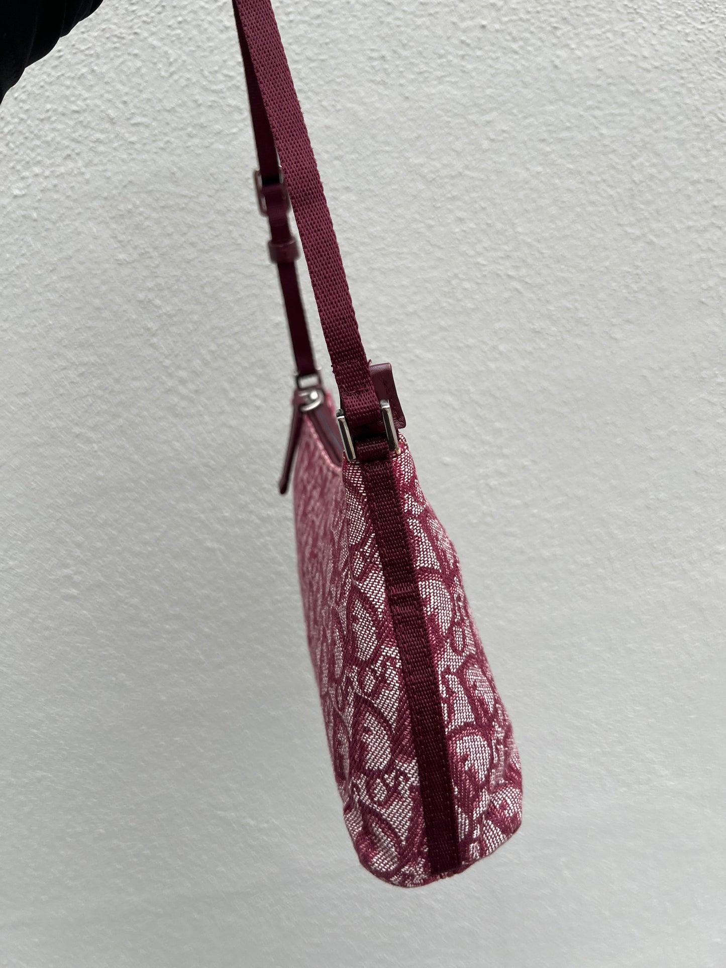 Pre-loved Christian Dior vintage Trotter Shoulder Bag Berry