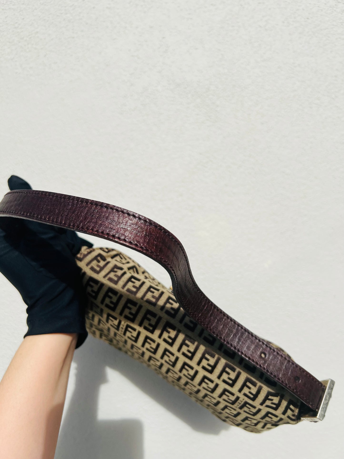 Pre-loved Fendi Vintage Zucchino Pattern Baguette Handbag Brown
