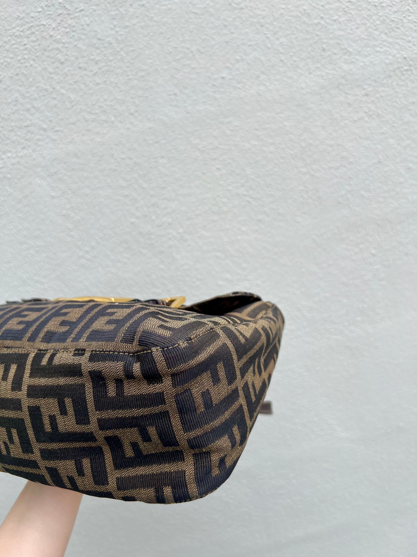 Pre-loved Fendi Zucca Brown Double Handle Bag